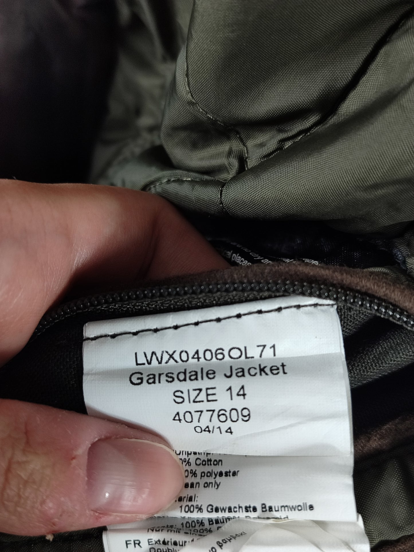 Barbour Giacca da donna Medium Uk14 Tg. 44 Lady Olive Wax Garsdale Jacket Size UK14