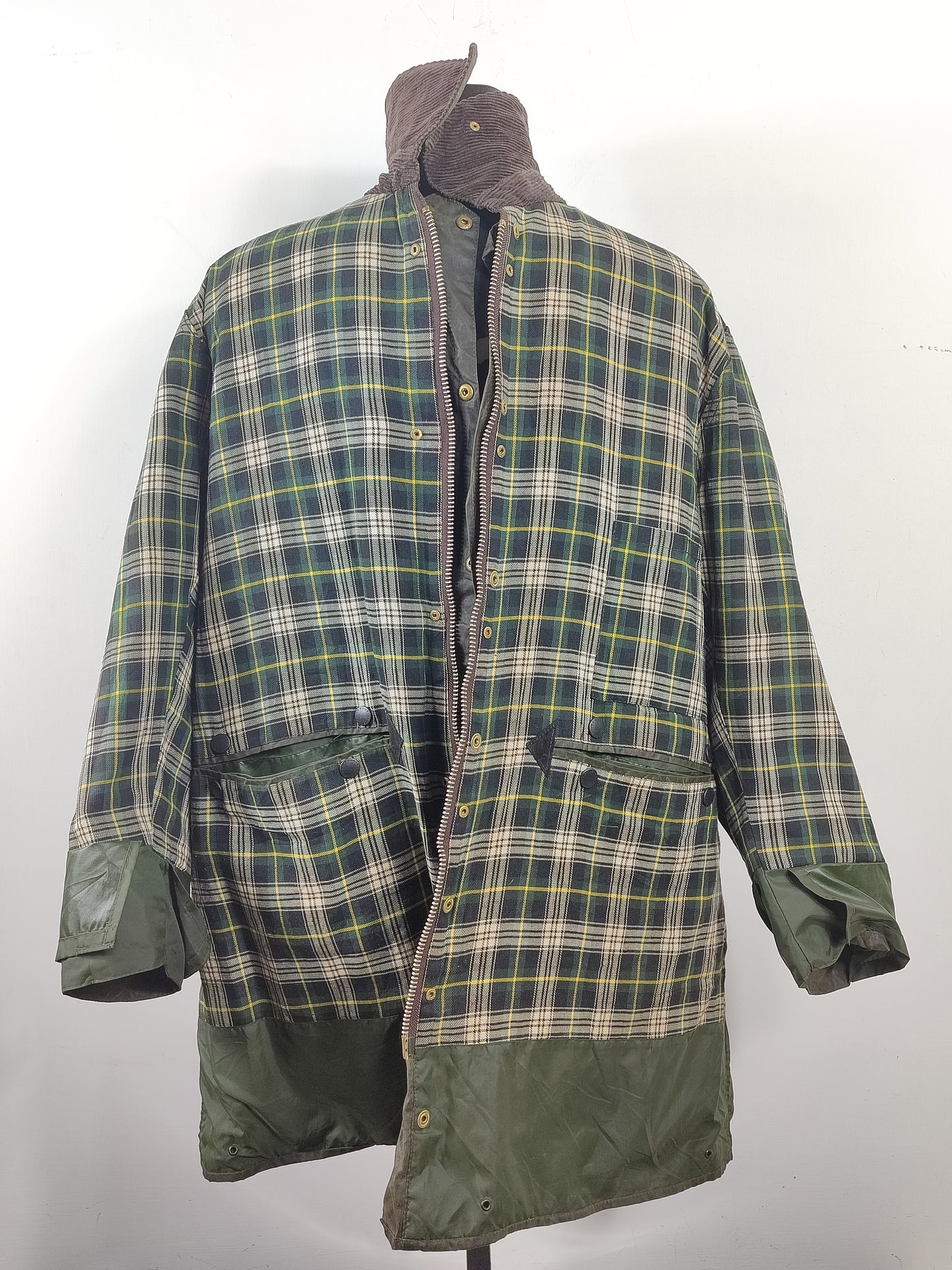 Barbour Giacca Uomo Border Verde Vintage C48/122cm Xlarge- Green wax Vintage Coat XL
