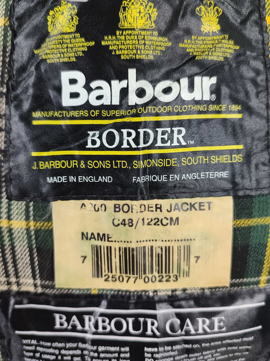 Barbour Giacca Uomo Border Verde Vintage C48/122cm Xlarge- Green wax Vintage Coat XL