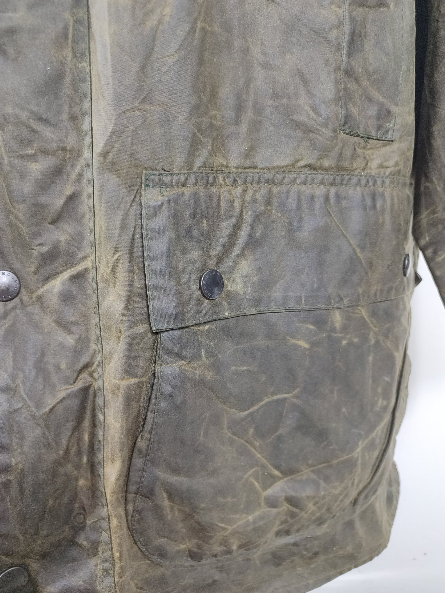 Barbour Giacca Uomo Border Verde Vintage C48/122cm Xlarge- Green wax Vintage Coat XL