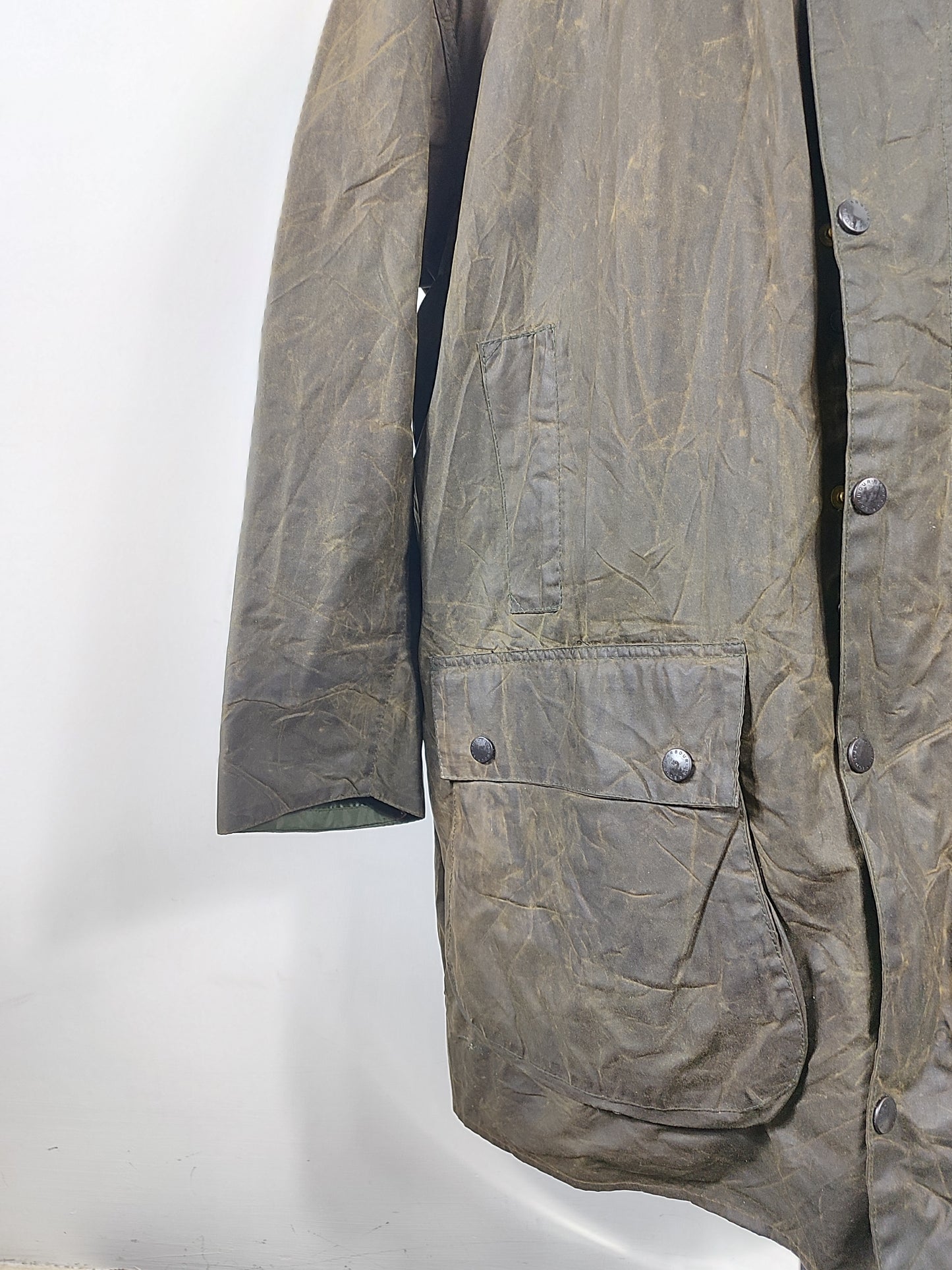 Barbour Giacca Uomo Border Verde Vintage C48/122cm Xlarge- Green wax Vintage Coat XL