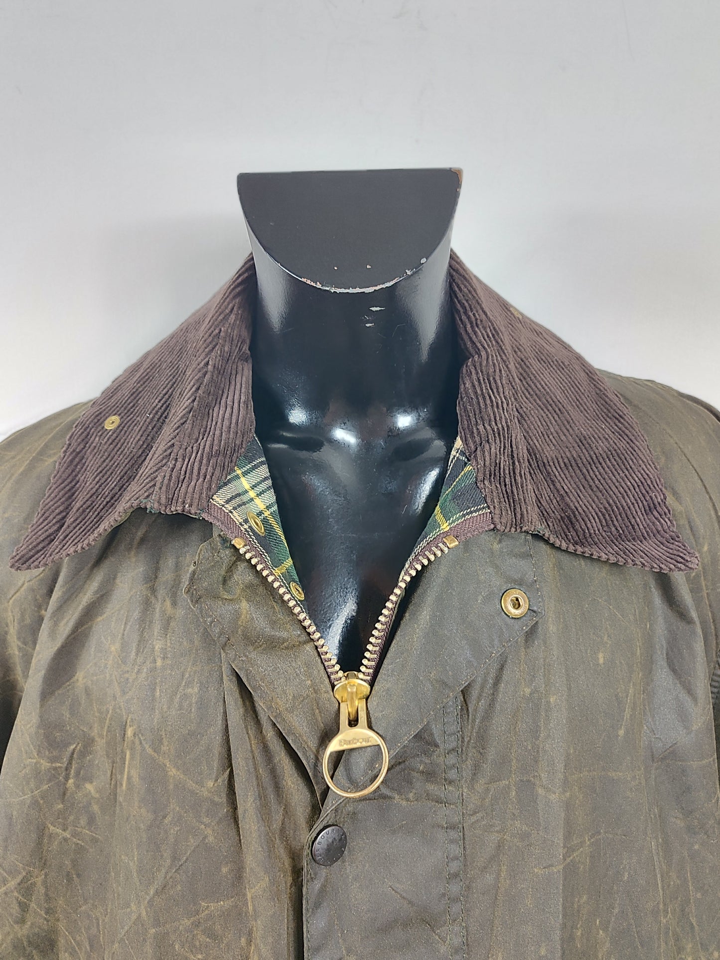 Barbour Giacca Uomo Border Verde Vintage C48/122cm Xlarge- Green wax Vintage Coat XL