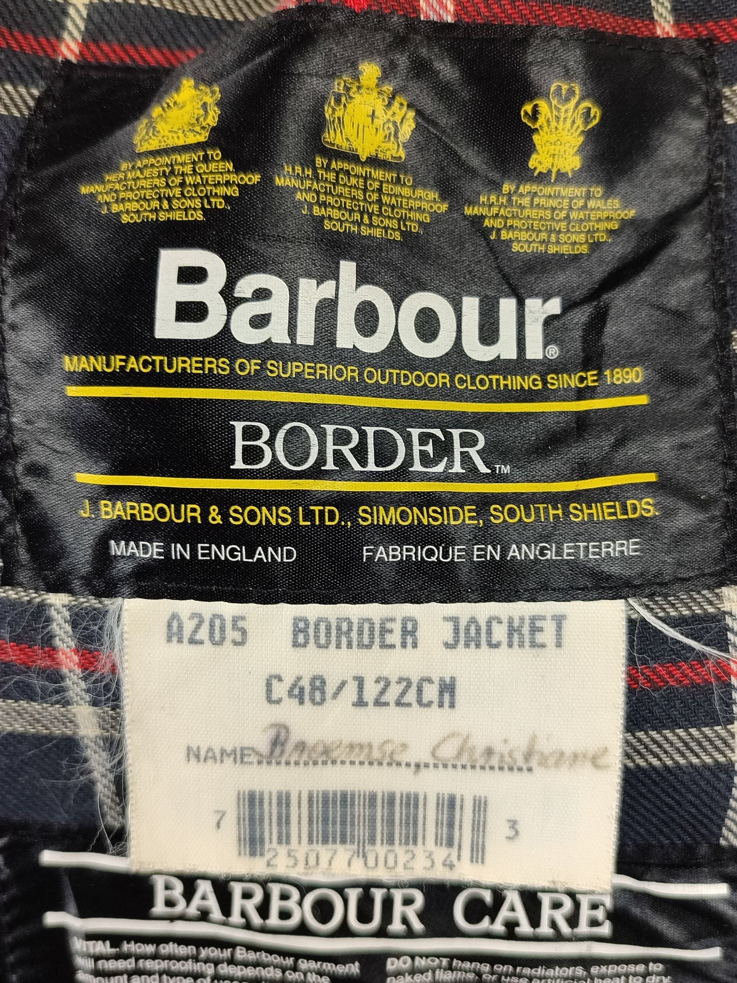 Barbour Giacca Uomo Border blu Vintage C48/122cm Xlarge- Navy wax Vintage Border Coat XL