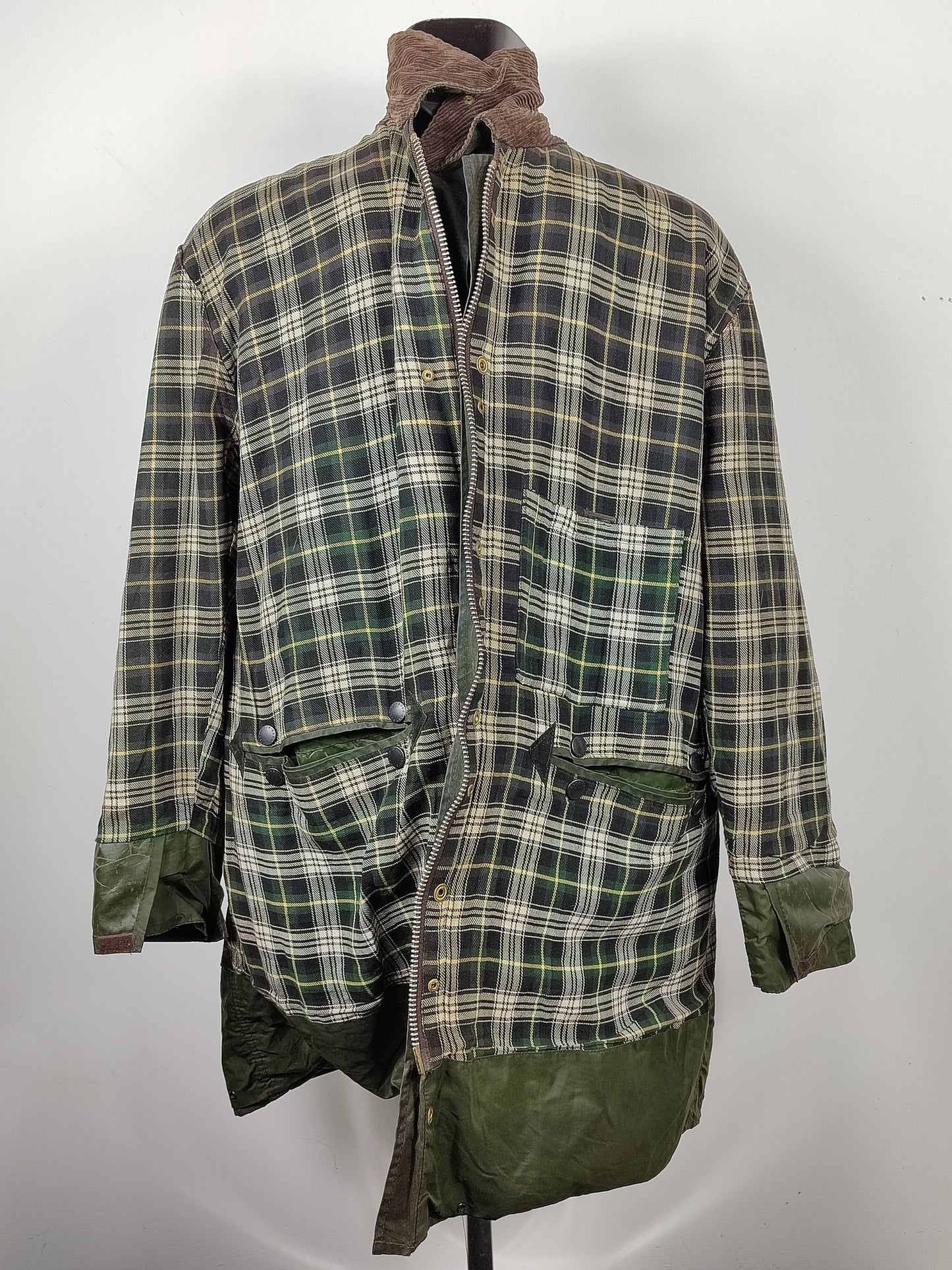 Barbour Giacca Uomo Border Verde Vintage C48/122cm Xlarge- Green Man wax Vintage Coat XL