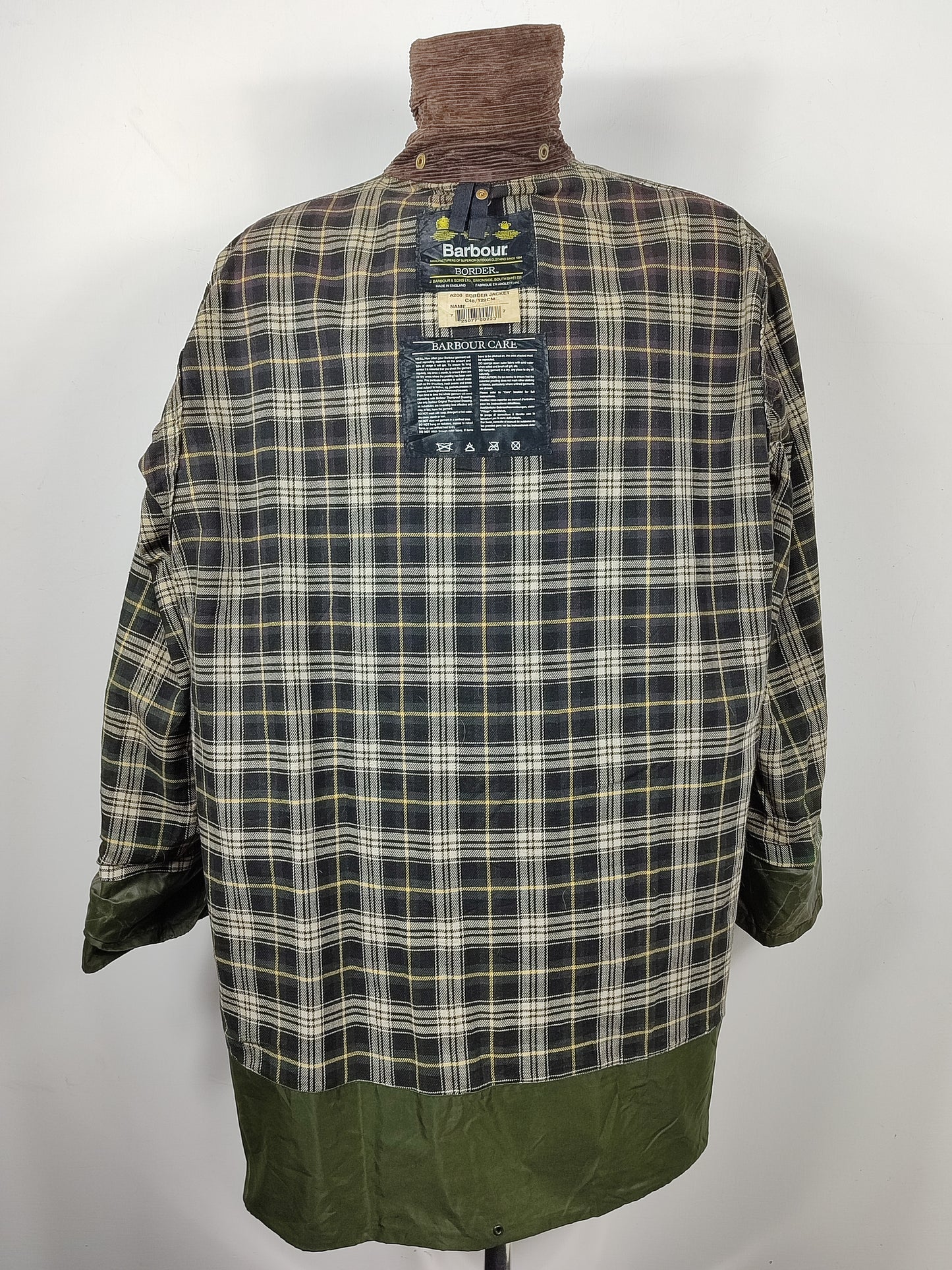 Barbour Giacca Uomo Border Verde Vintage C48/122cm Xlarge- Green Man wax Vintage Coat XL