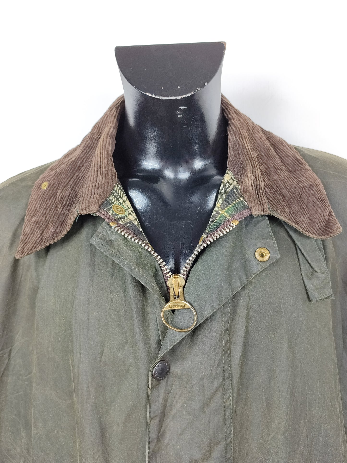 Barbour Giacca Uomo Border Verde Vintage C48/122cm Xlarge- Green Man wax Vintage Coat XL