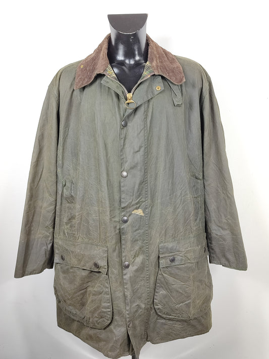 Barbour Giacca Uomo Border Verde Vintage C48/122cm Xlarge- Green Man wax Vintage Coat XL
