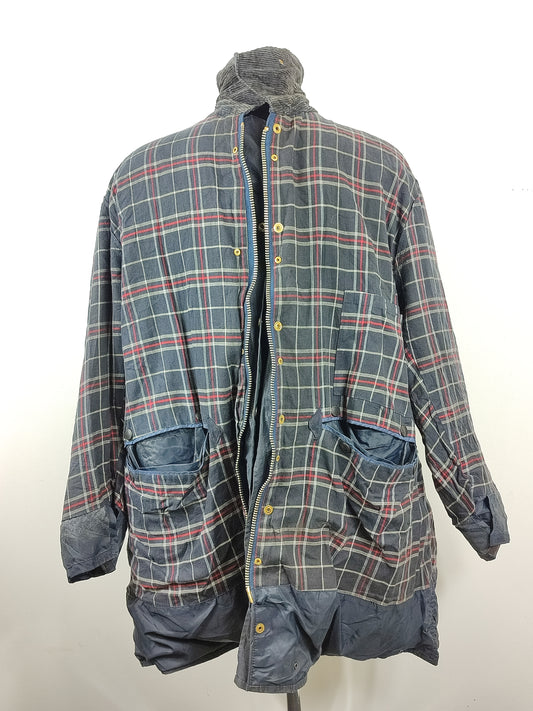 Barbour Giacca Border blu Vintage Uomo Cerata C50/127 cm -Navy wax Border coat size XXL