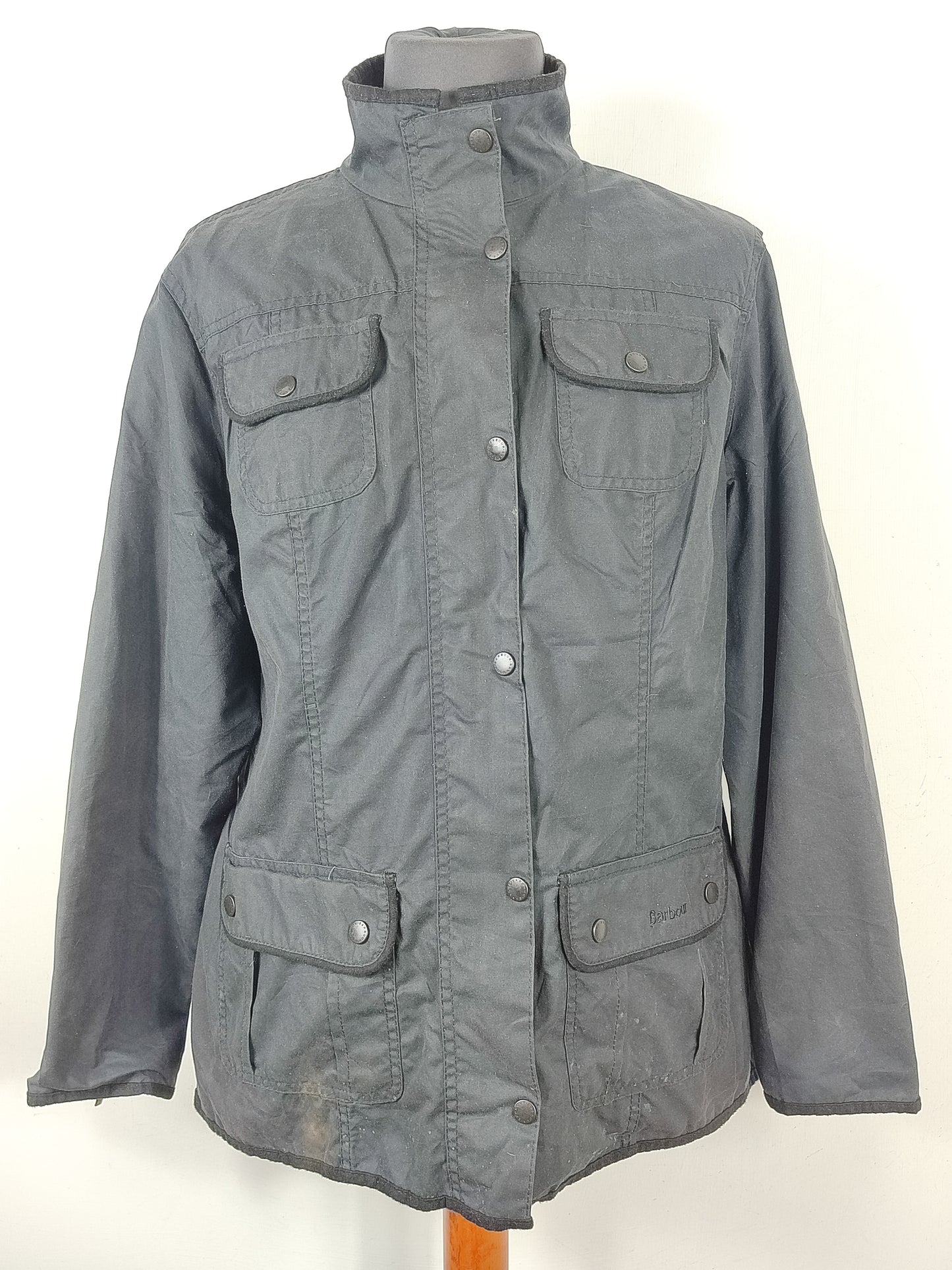 Barbour Giacca corta nera cerata UNISEX Tg. 48 Black Wax Utility Jacket size uk18