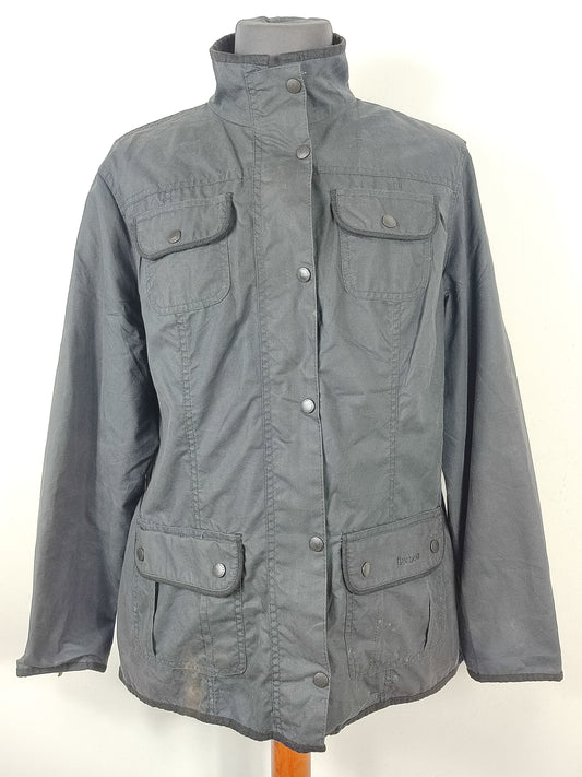 Barbour Giacca corta nera cerata UNISEX Tg. 48 Black Wax Utility Jacket size uk18
