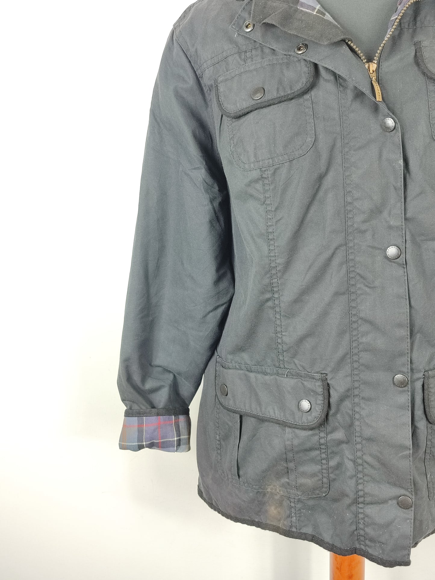 Barbour Giacca corta nera cerata UNISEX Tg. 48 Black Wax Utility Jacket size uk18