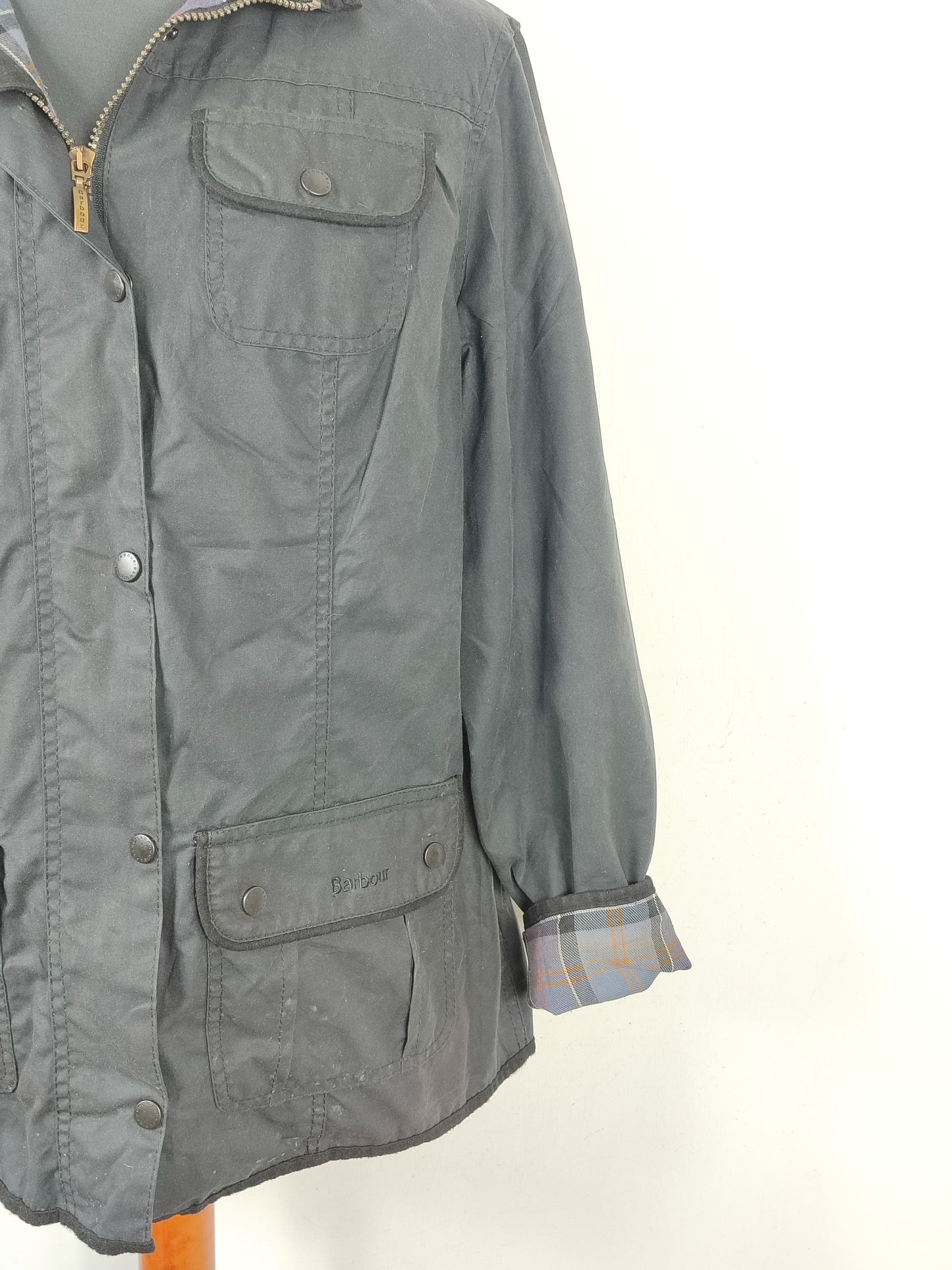 Barbour Giacca corta nera cerata UNISEX Tg. 48 Black Wax Utility Jacket size uk18