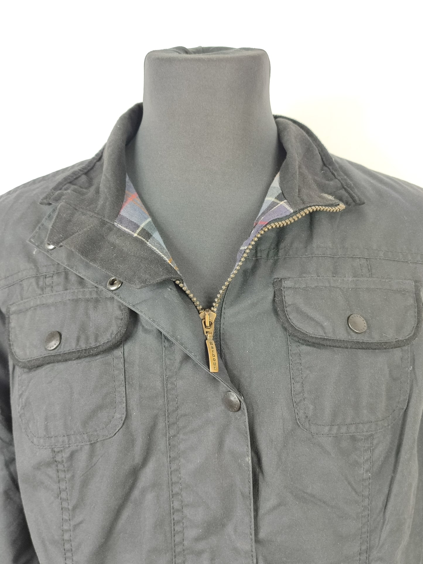 Barbour Giacca corta nera cerata UNISEX Tg. 48 Black Wax Utility Jacket size uk18