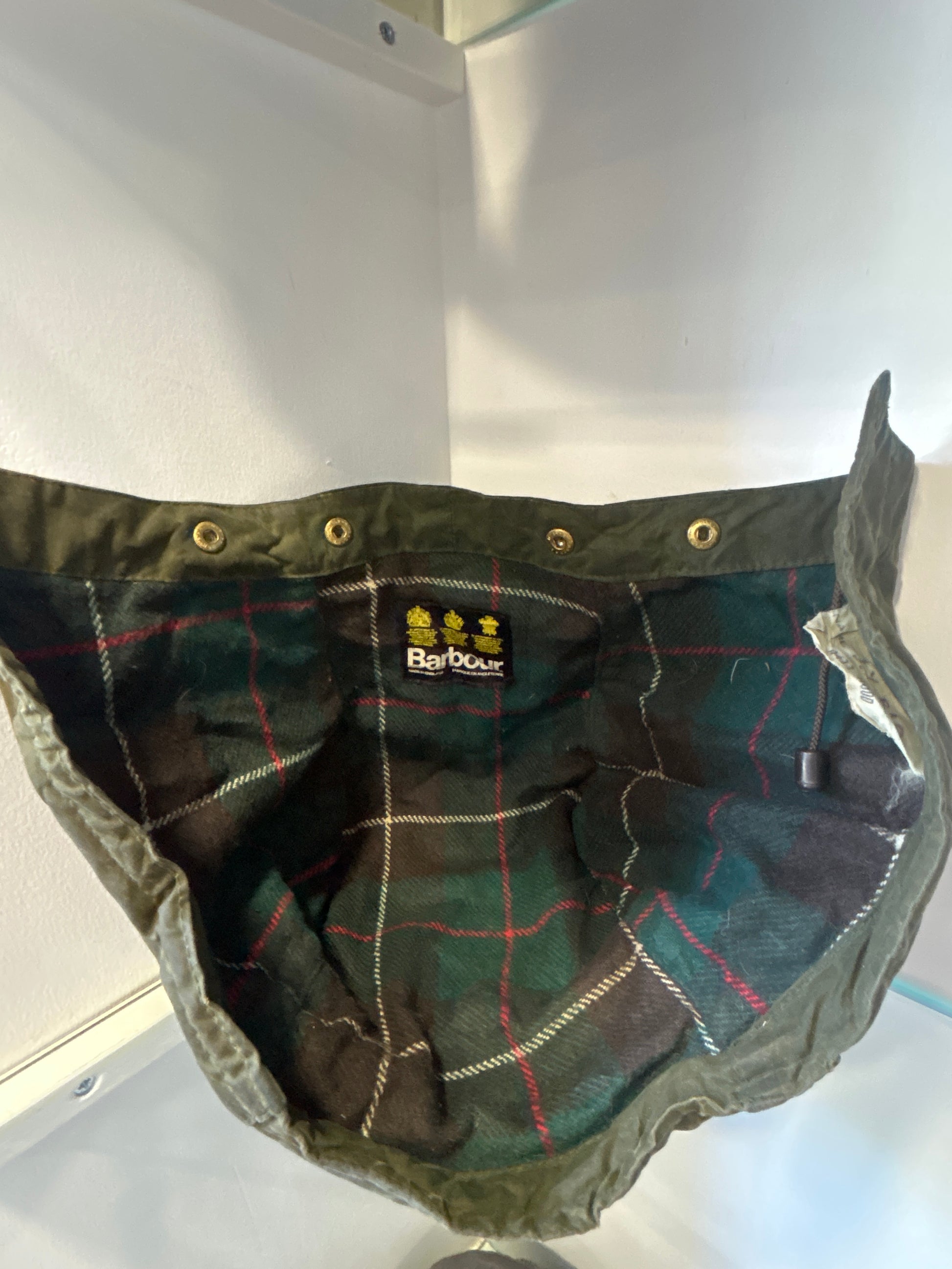 RARO Cappuccio Barbour vintage verde per Northumbria cerato Taglia Unica -Rare Northumbria Hood A411 - Shop In London