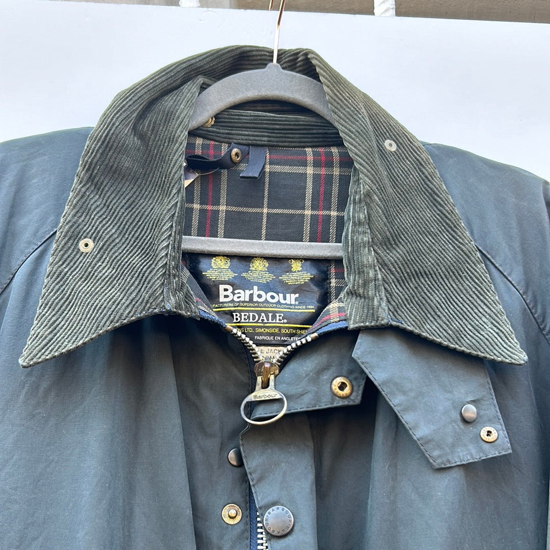 Barbour Giacca Bedale Blu Vintage C52/132 CM XXXL Navy Waxed Bedale Jacket