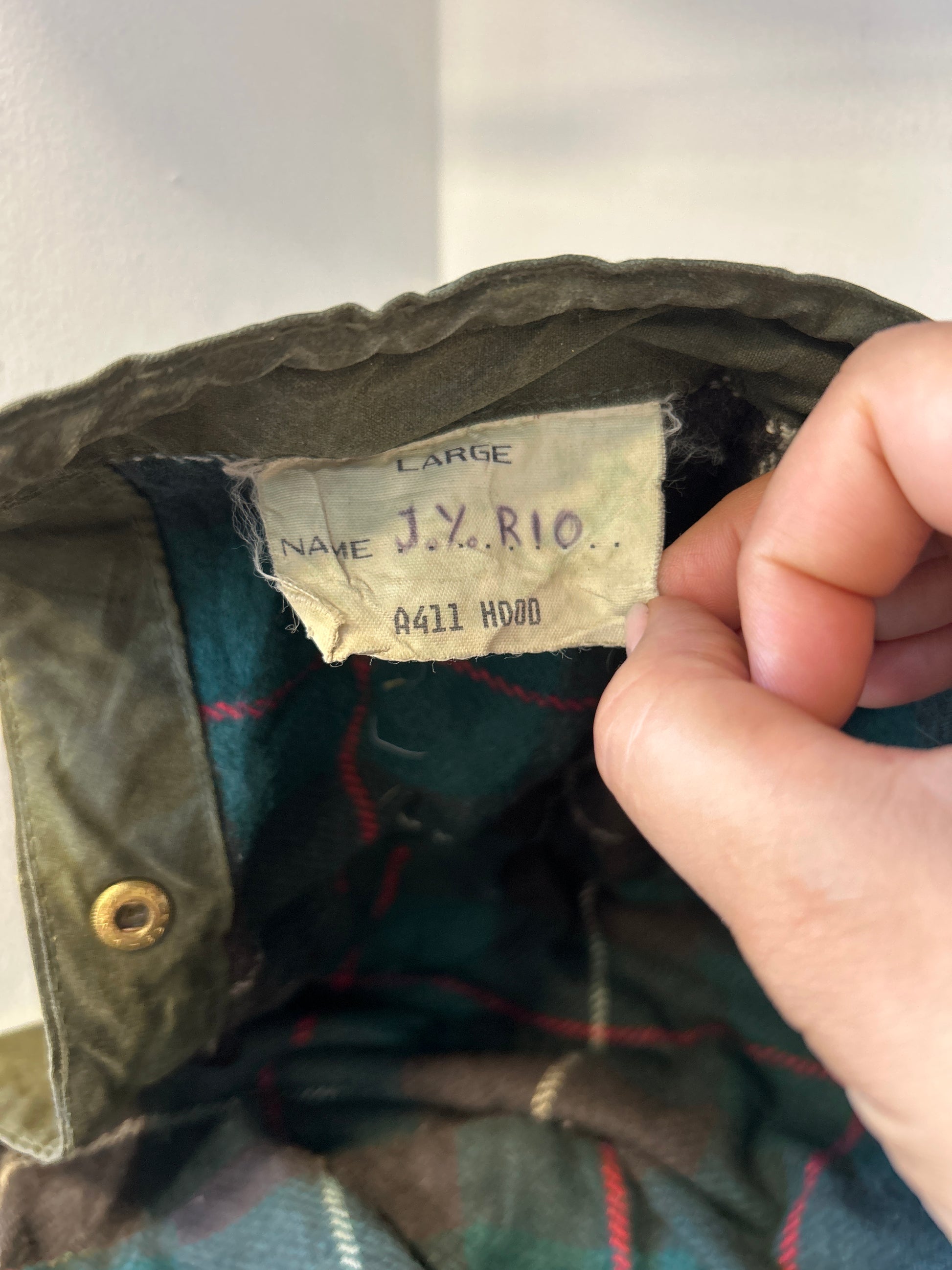 RARO Cappuccio Barbour vintage verde per Northumbria cerato Taglia Unica -Rare Northumbria Hood A411 - Shop In London