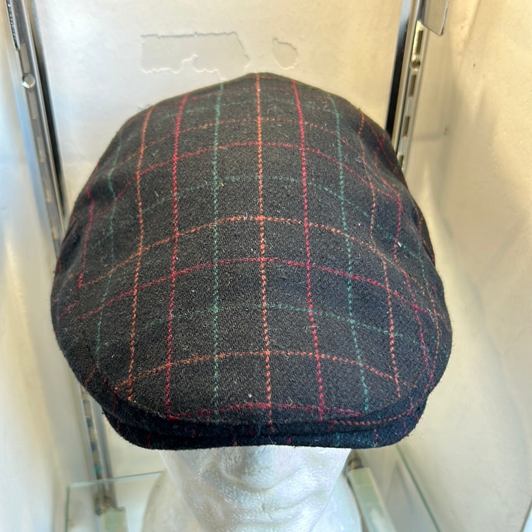 Coppola nuova inglese nera a fantasia in lana - English New Flat Cap