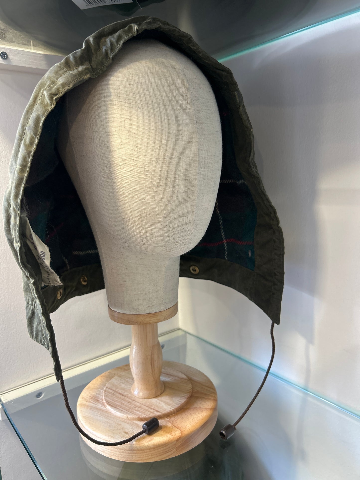RARO Cappuccio Barbour vintage verde per Northumbria cerato Taglia Unica -Rare Northumbria Hood A411 - Shop In London