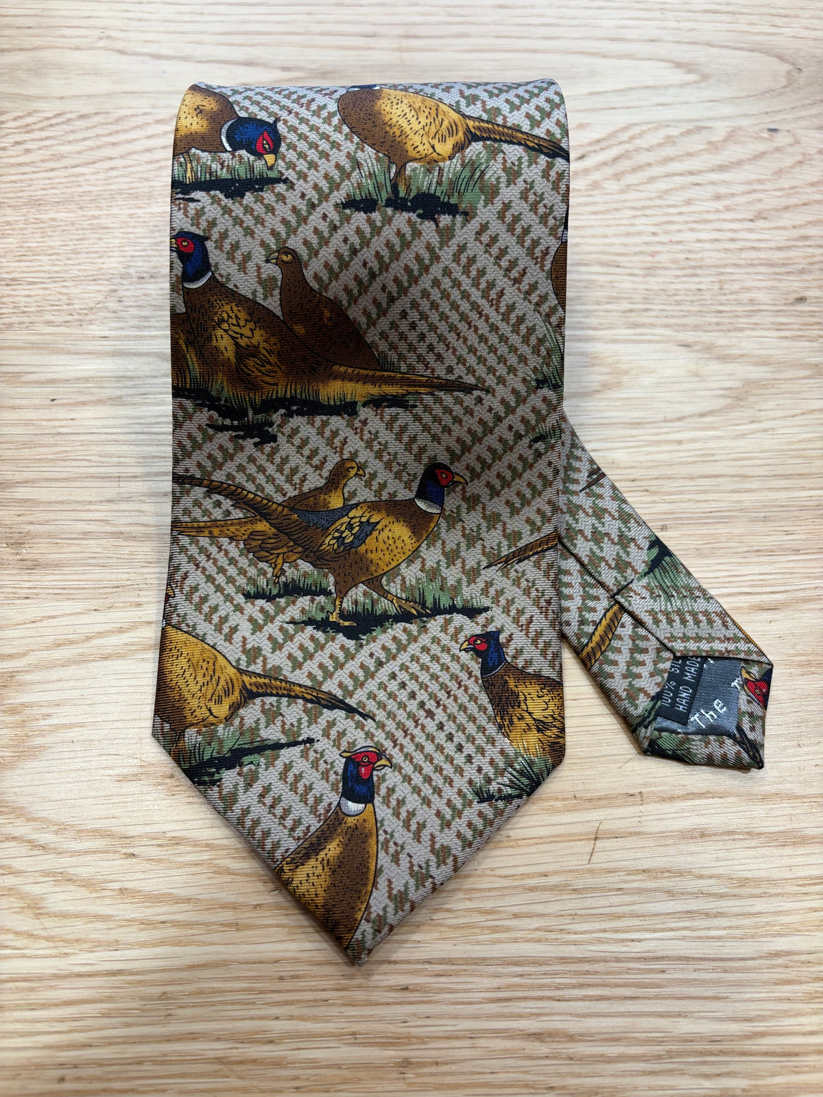 Cravatta inglese in seta tartan con fagiano- English Tartan pheasant Silk Tie
