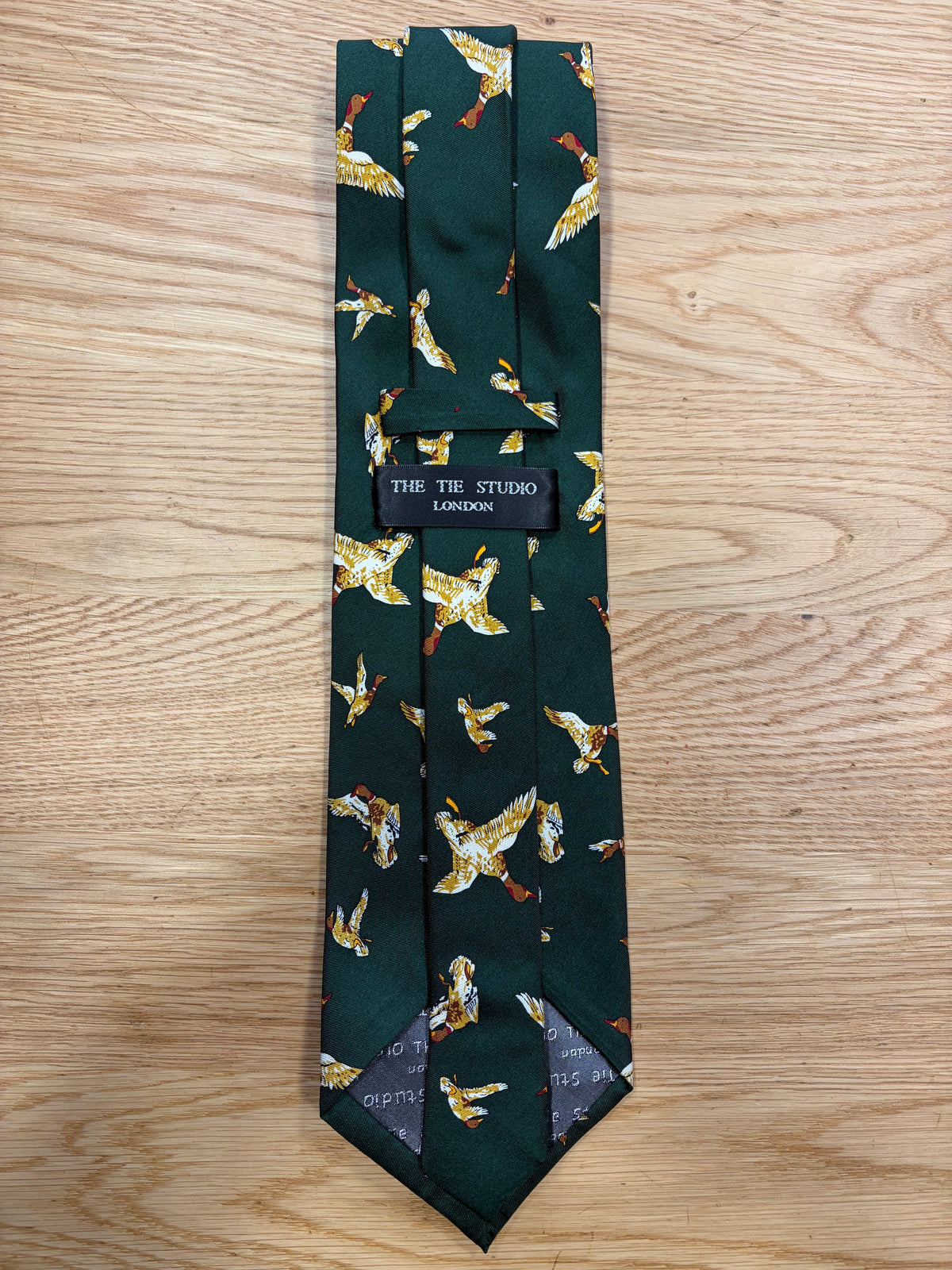 Cravatta inglese in sete verde con germano reale - English Green Mallard silk Tie
