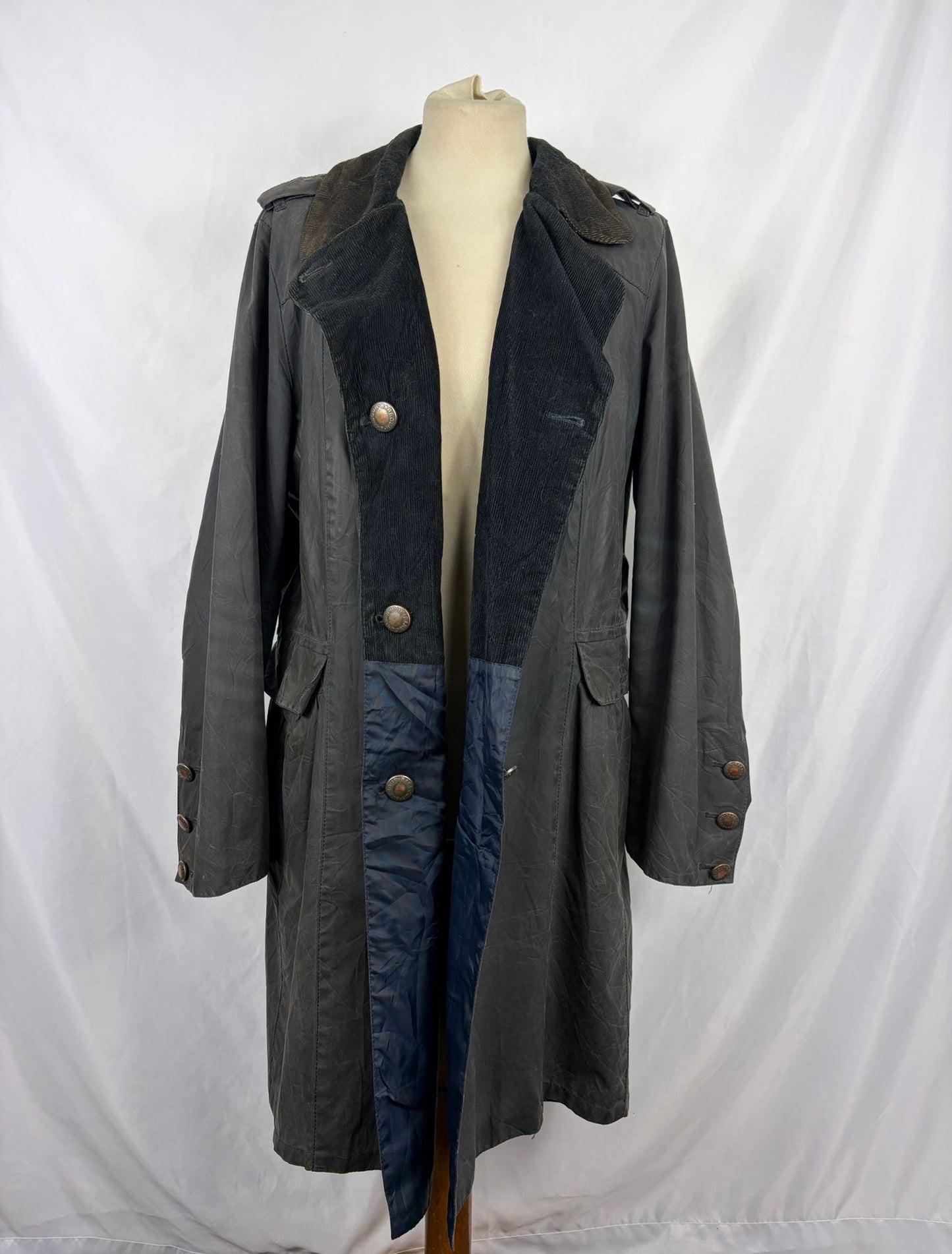 Trench Barbour blu donna modello Addington  Uk16 Navy wax lady trench uk16 tg. 44/46