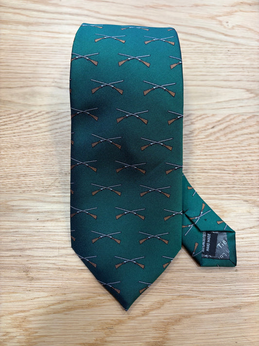 Cravatta inglese verde con fucili- English Green rifle Tie