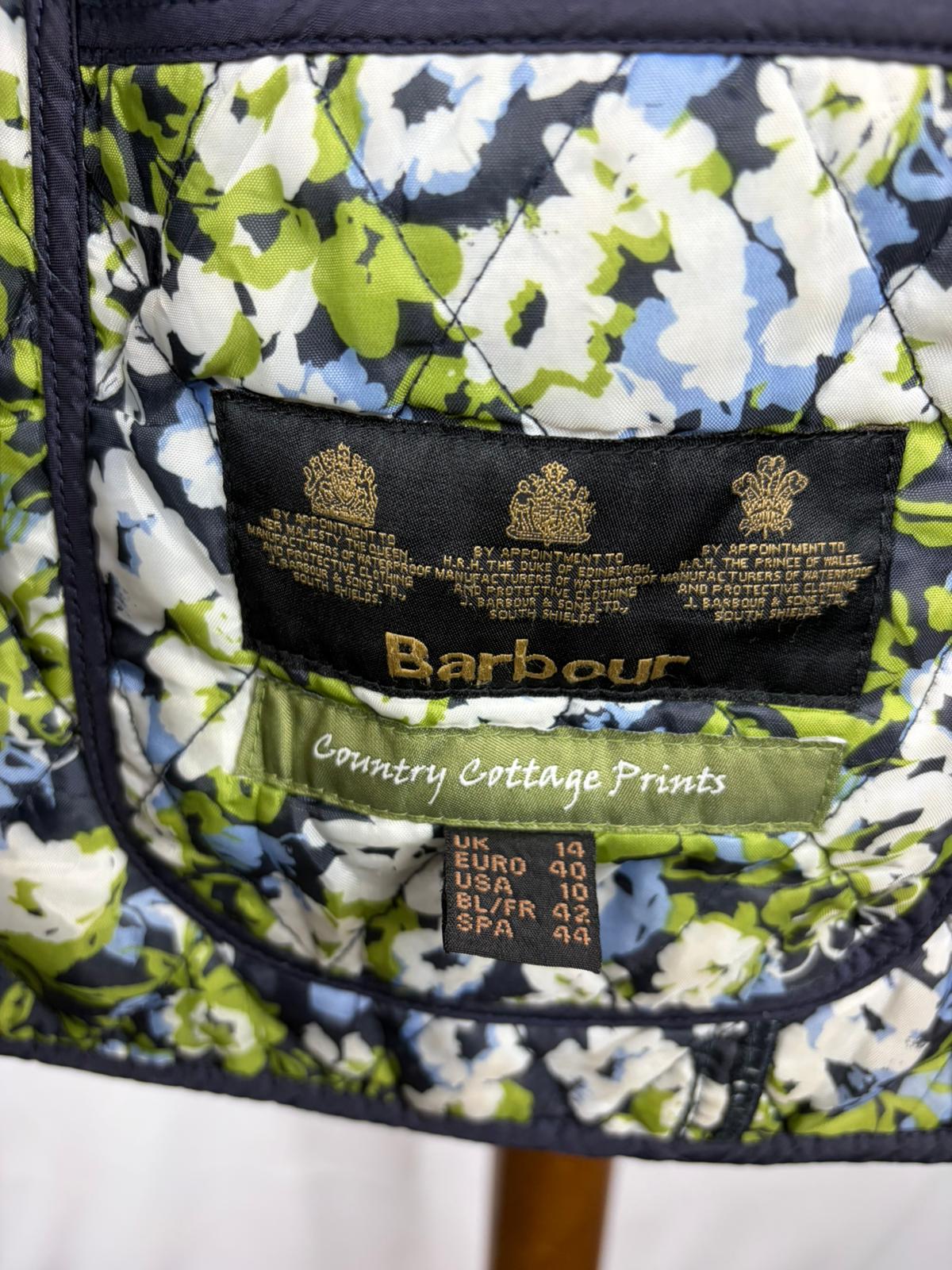 Giacca a vento Barbour Donna blu Uk14 Quilted Navy printed Lidds lady jacket size Medium - Shop In London