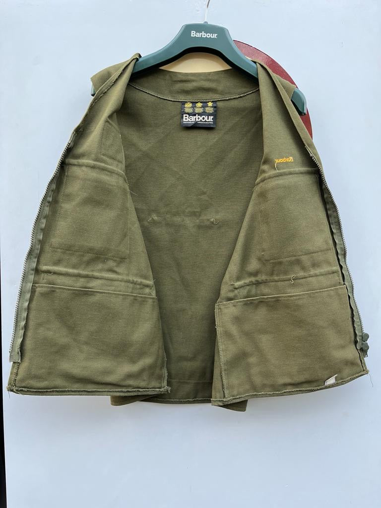RARO Barbour Flyfisher gilet verde Small-  Vintage cotton flyfisher vest size Small