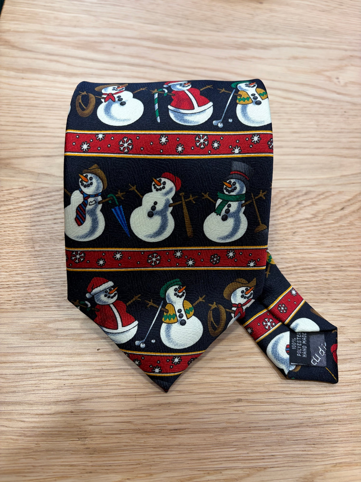 Cravatta inglese nera con pupazzo di neve- Black snowman Christmas tie