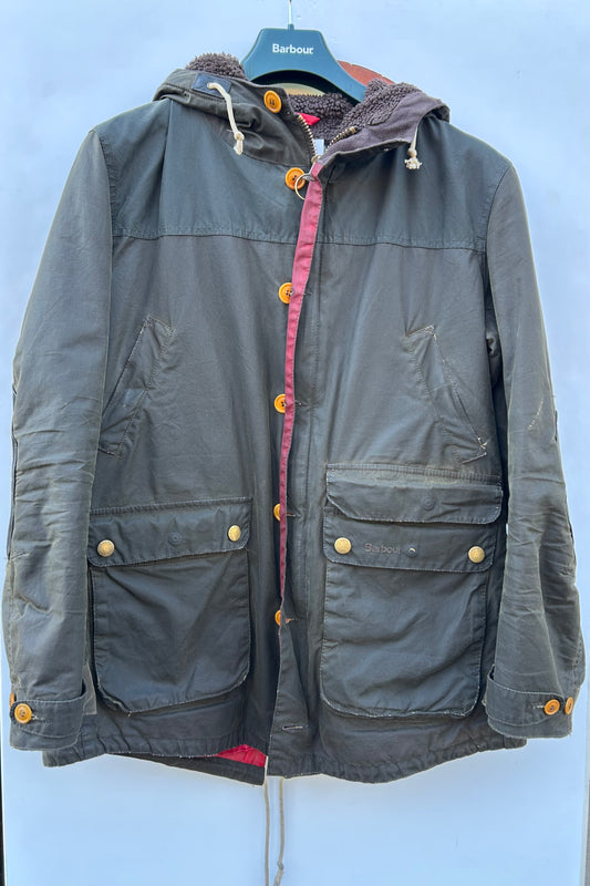 RARO GameParka Barbour verde con cappuccio Large - Wax Green Game Parka Size Large