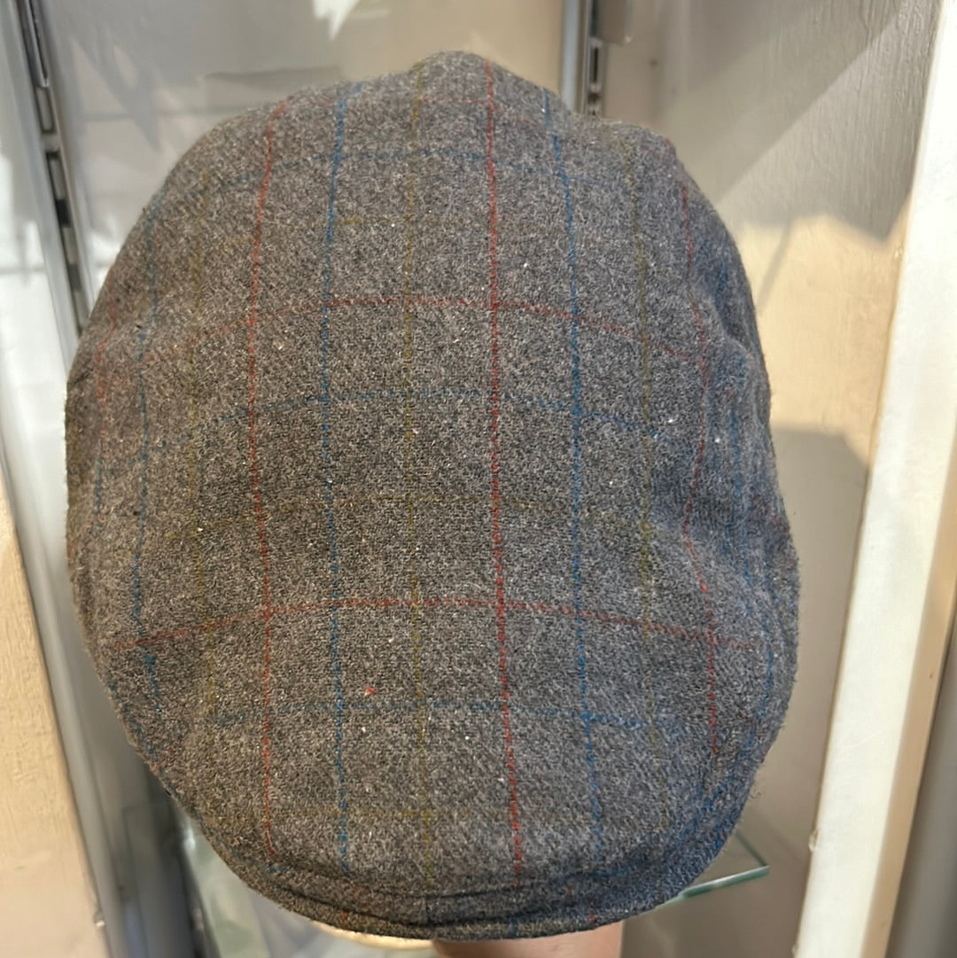 Coppola nuova inglese grigia a fantasia in lana - English New Flat Cap