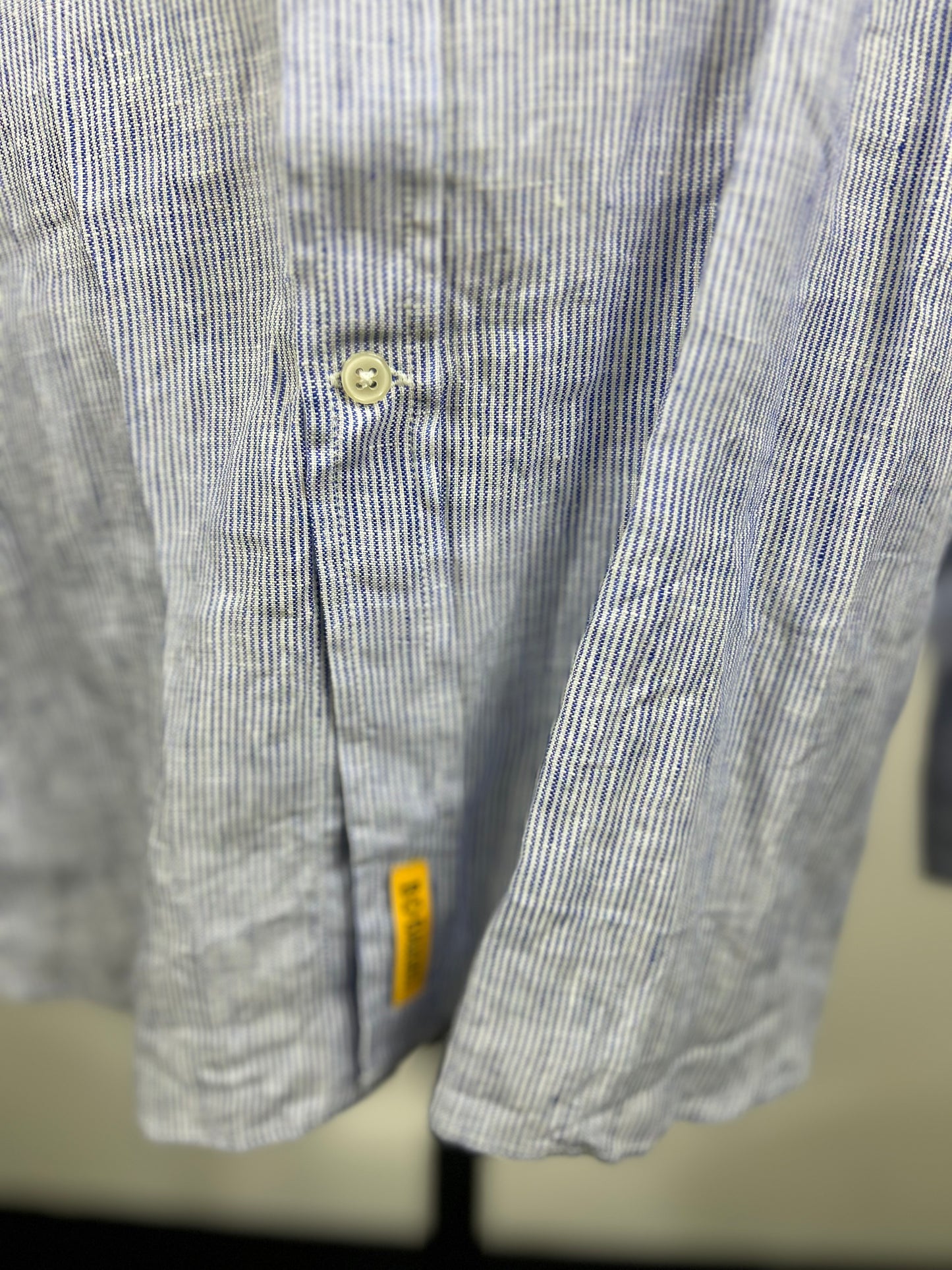 Camicia a righe blu e bianca in lino modello Dexter slim fit by B.D. BAGGIES