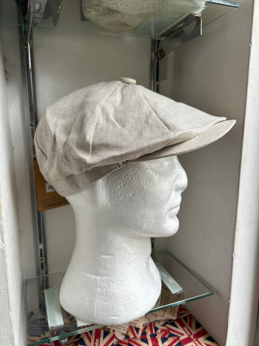 Coppola in lino inglese a otto spicchi Newsboy a spina di pesce - Linen Newsboy Cap One size