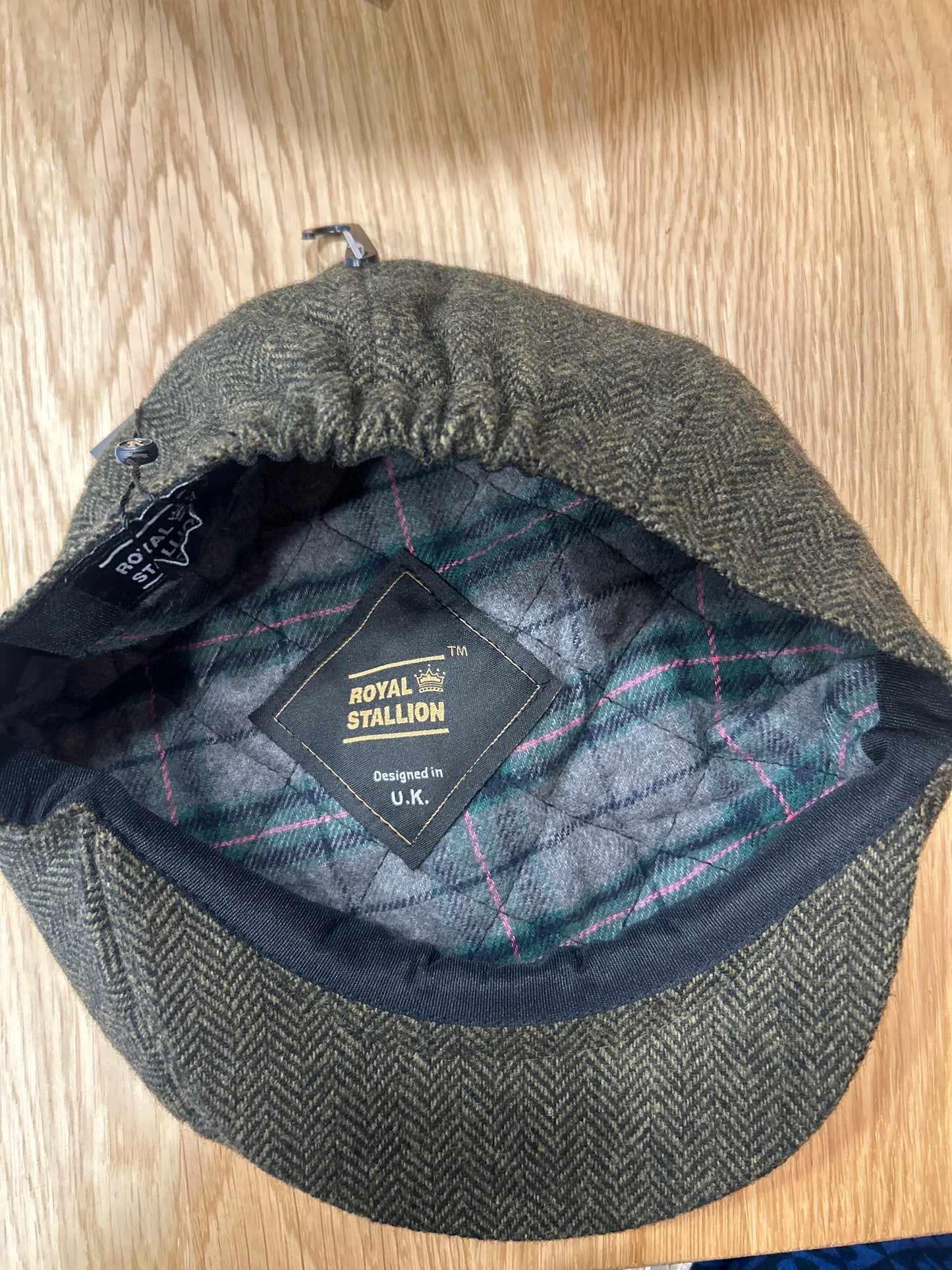 Coppola nuova inglese in lana a otto spicchi verde a spina di pesce - Eight panel wool green herringbone cap