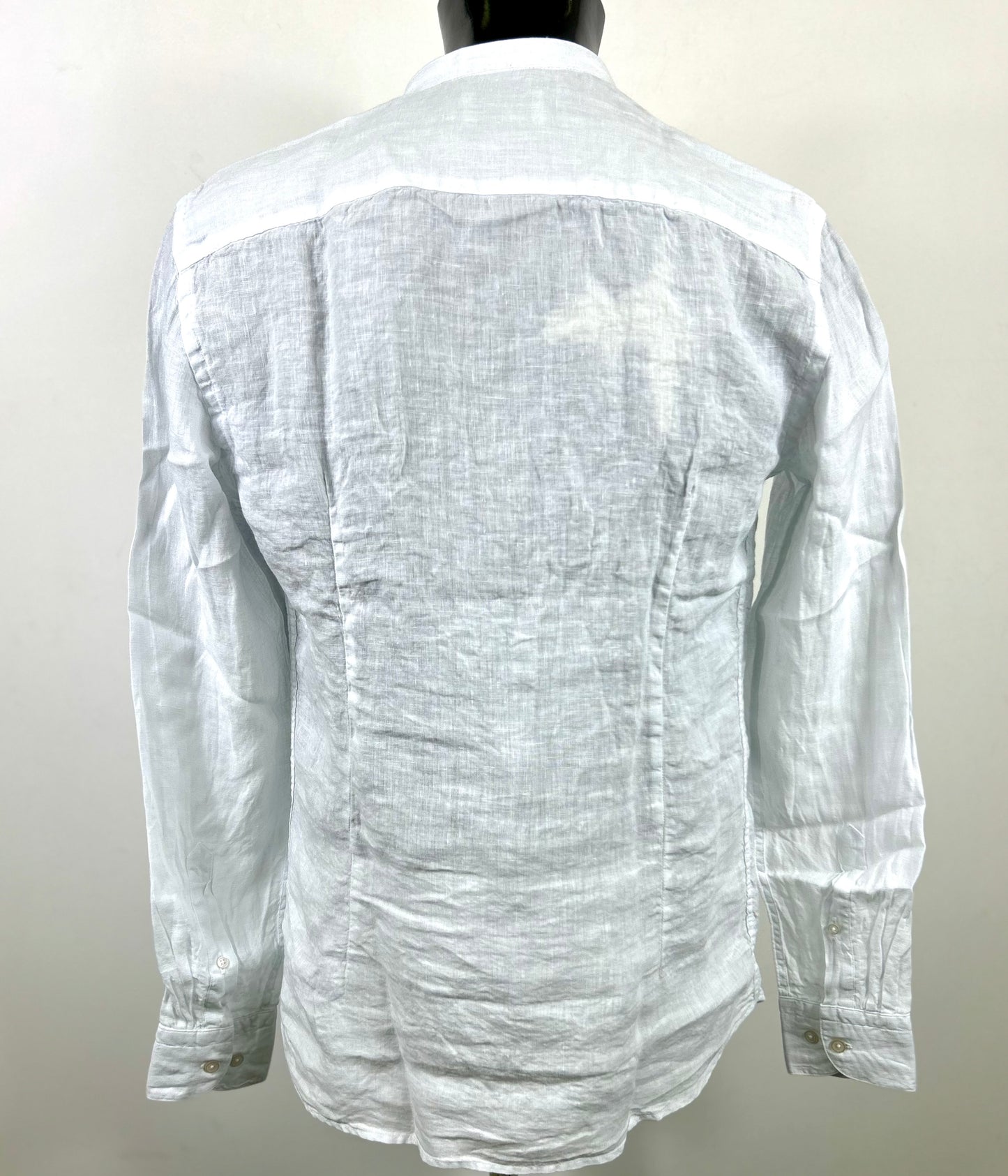 Camicia bianca slim fit in lino collo alla coreana modello Dexter by B.D. BAGGIES