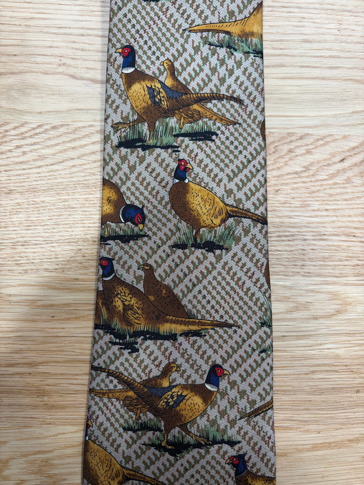Cravatta inglese in seta tartan con fagiano- English Tartan pheasant Silk Tie