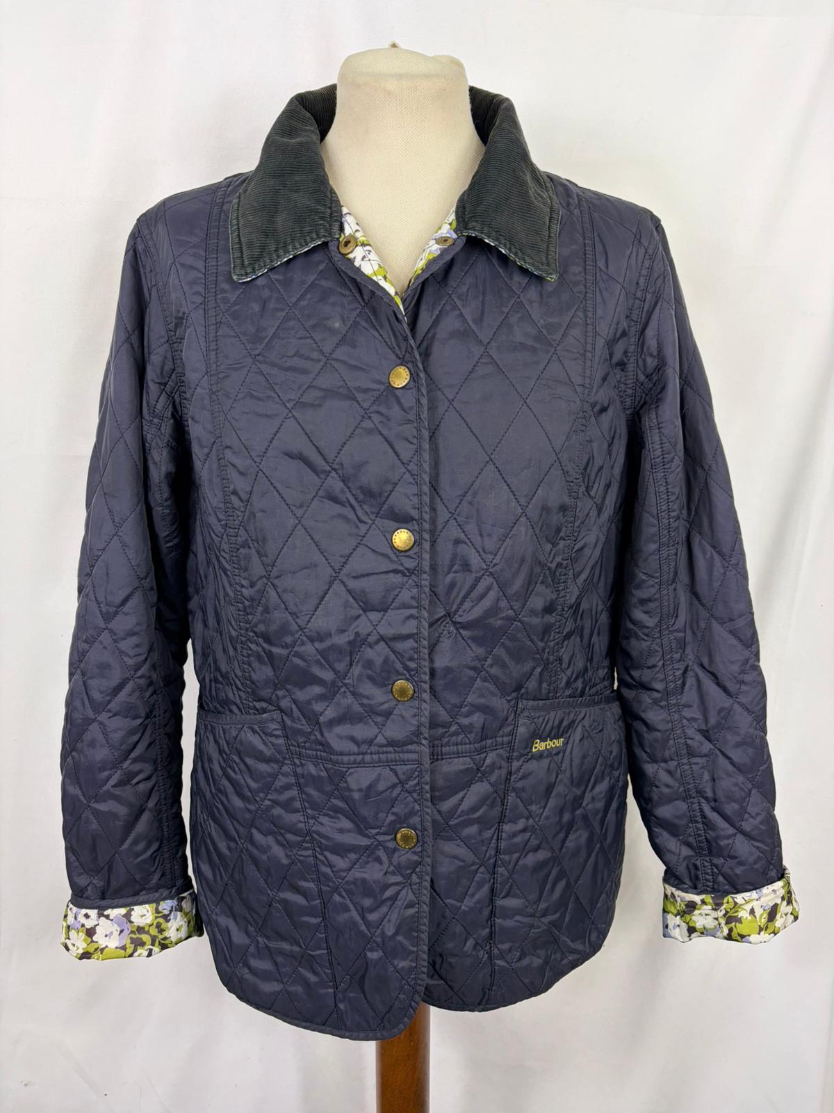 Giacca a vento Barbour Donna blu Uk14 Quilted Navy printed Lidds lady jacket size Medium - Shop In London