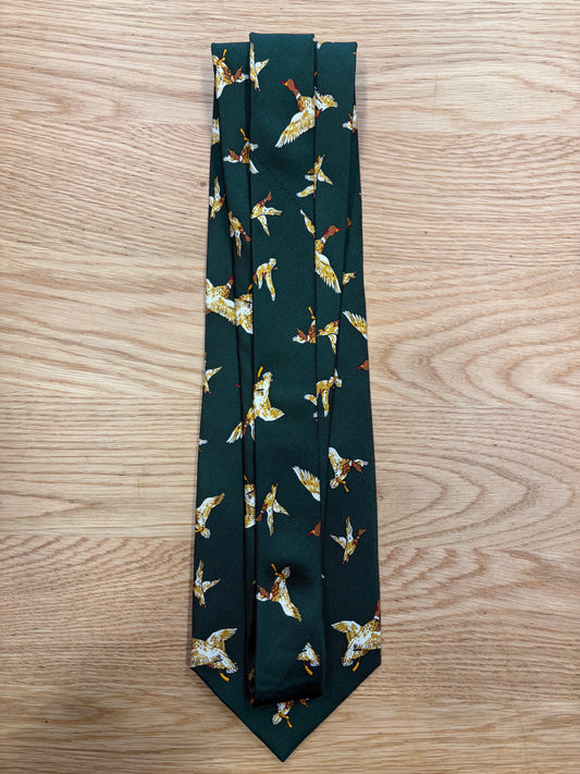 Cravatta inglese in sete verde con germano reale - English Green Mallard silk Tie