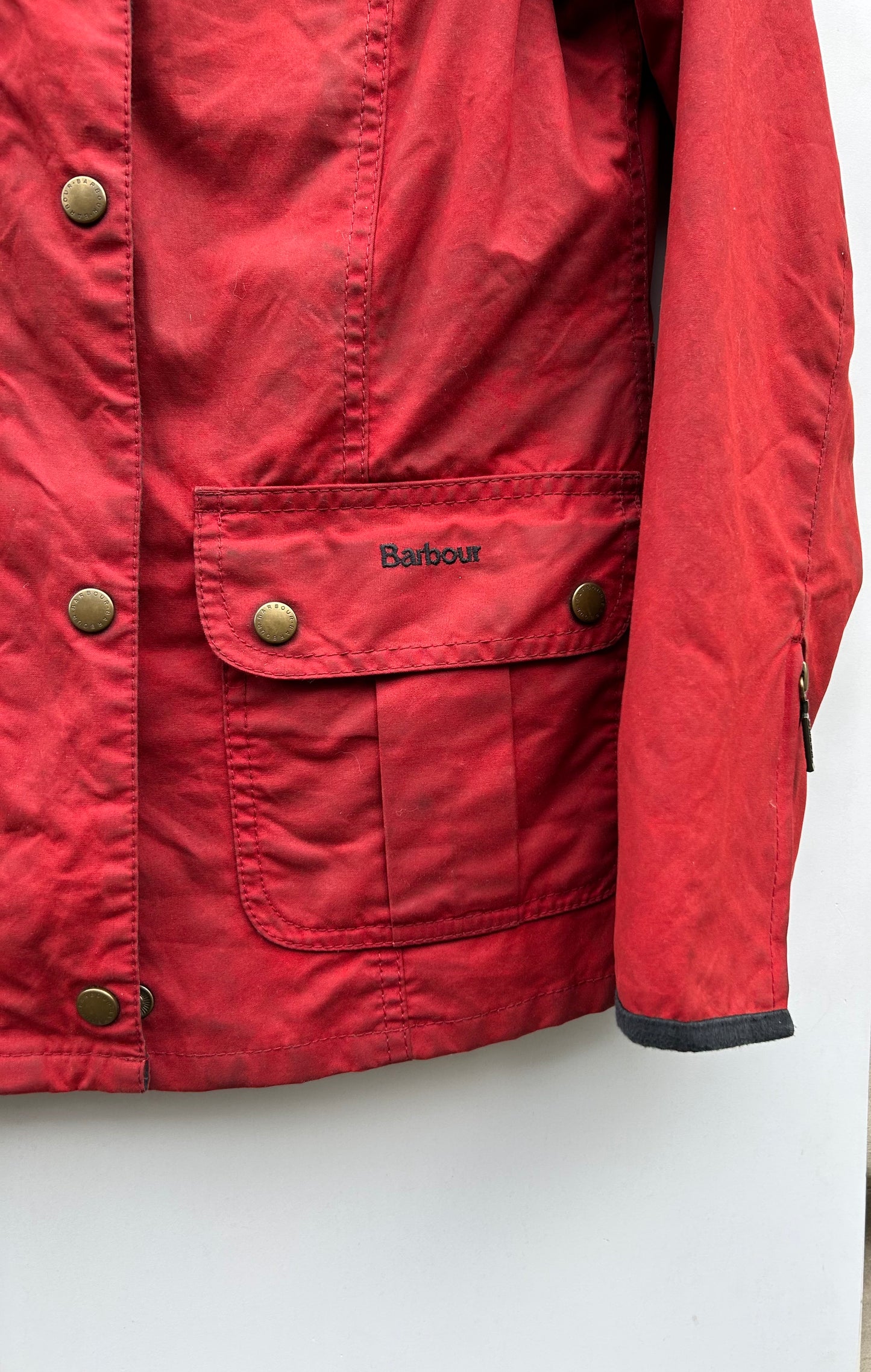 Barbour Giacca corta rossa donna Tg. 40 Morris Red Wax Utility Jacket Size UK10