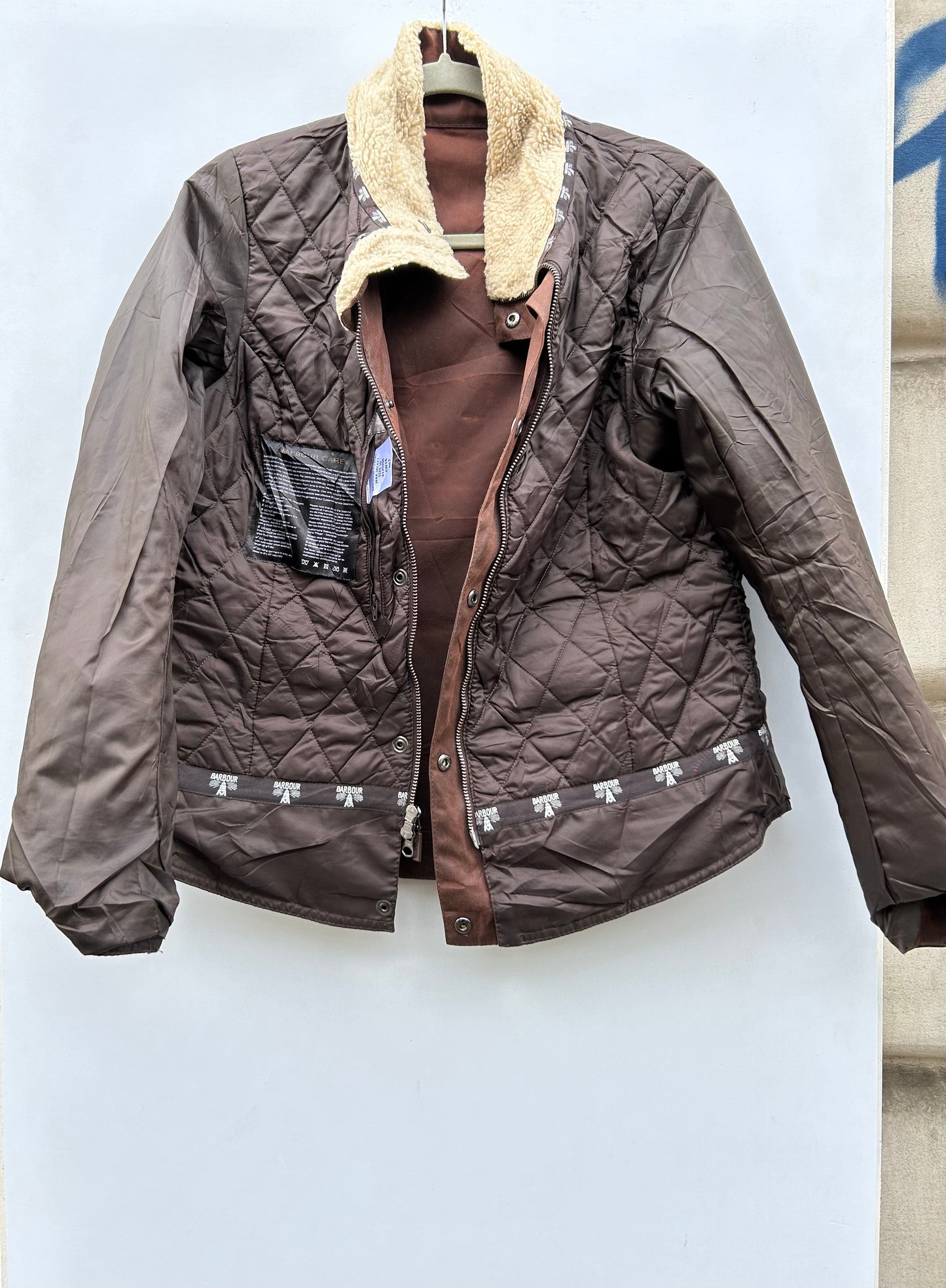Barbour giacca marrone da donna UK10 tg.40 brown short wax Cushat lady coat
