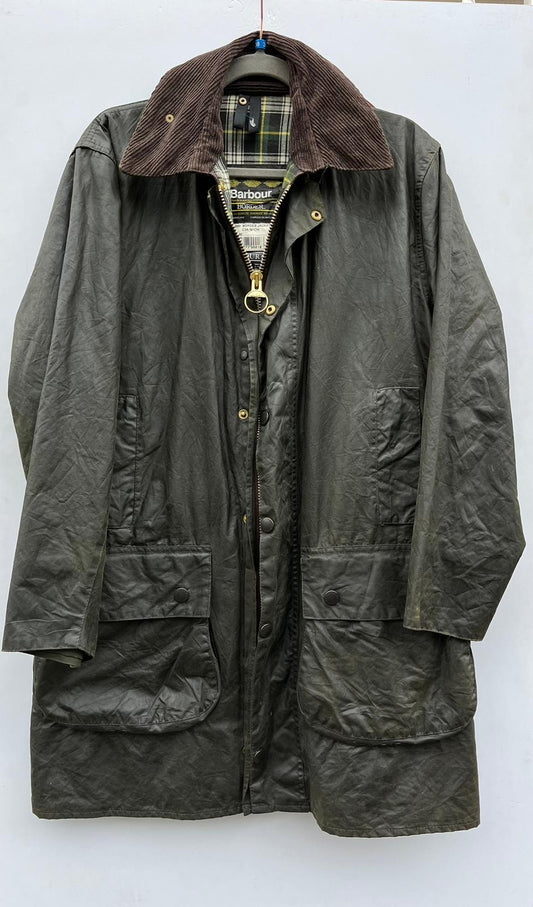 Barbour Border verde cotone Cerato C38/97 cm Green Border Coat Size Medium tg. 48 ita