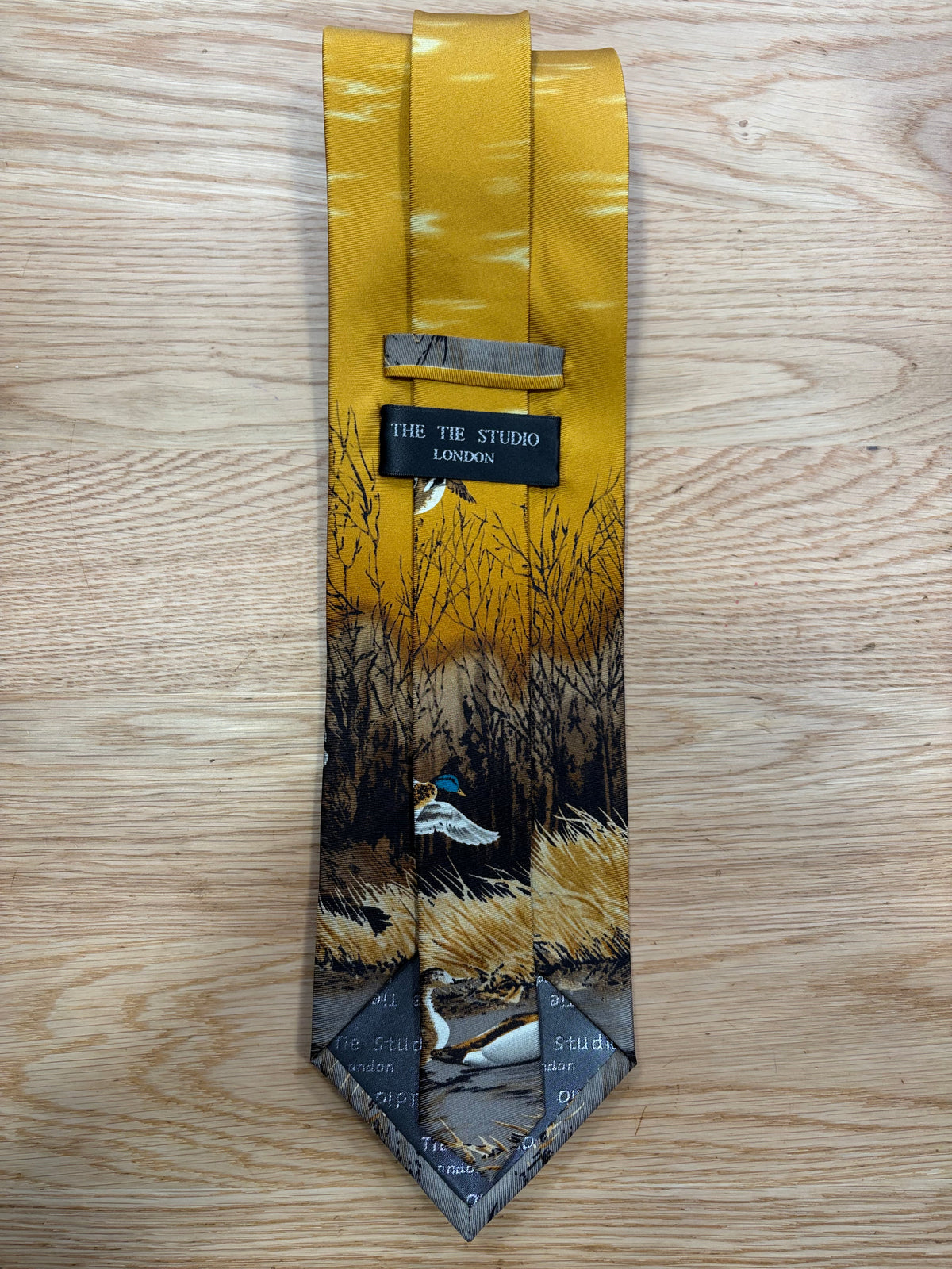 Cravatta inglese in seta senape con tramonto- English Mustard mullard Silk tie
