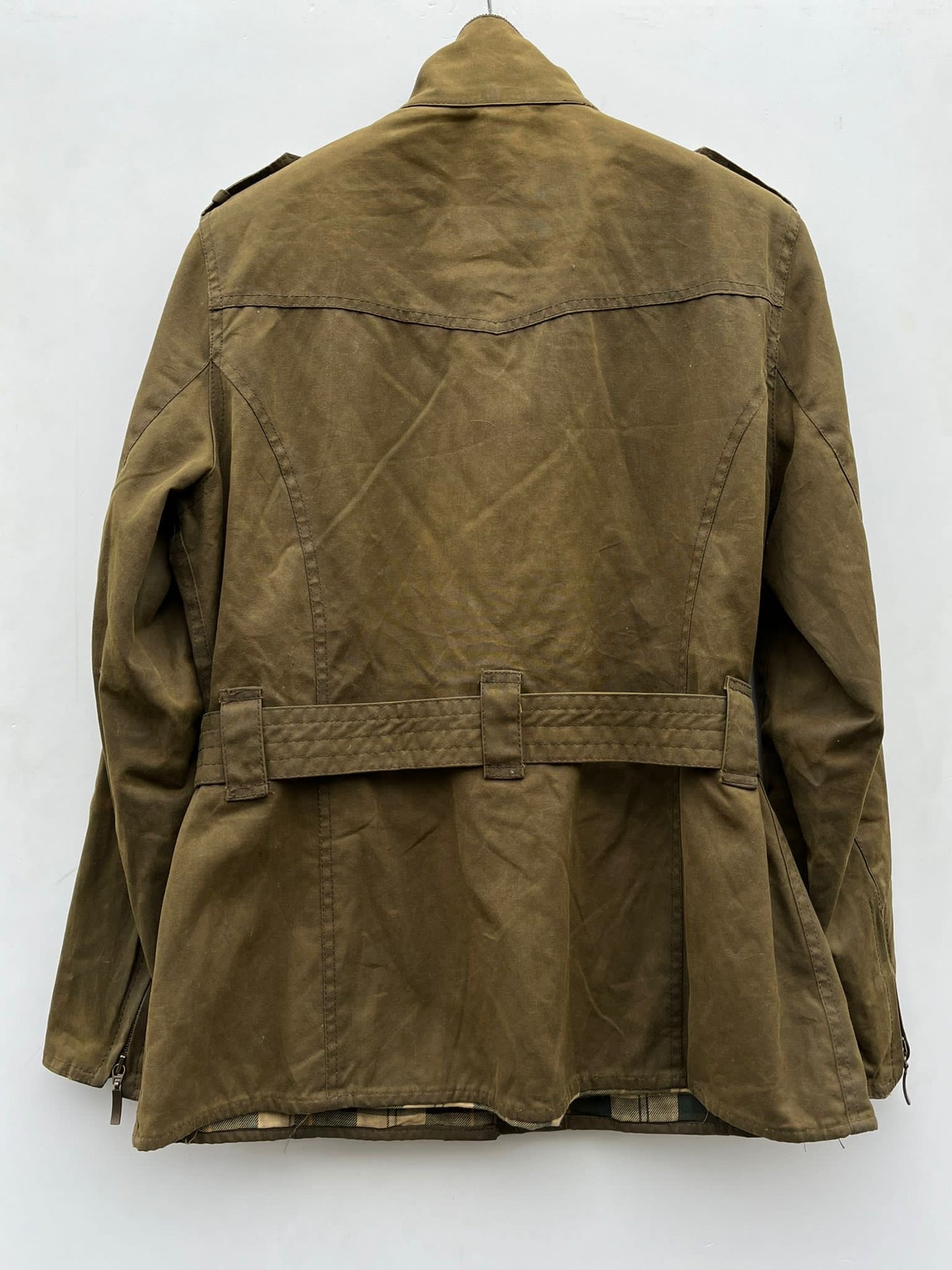 Giacca Barbour International verde da donna UK12- Green wax jacket size UK12 with belt M