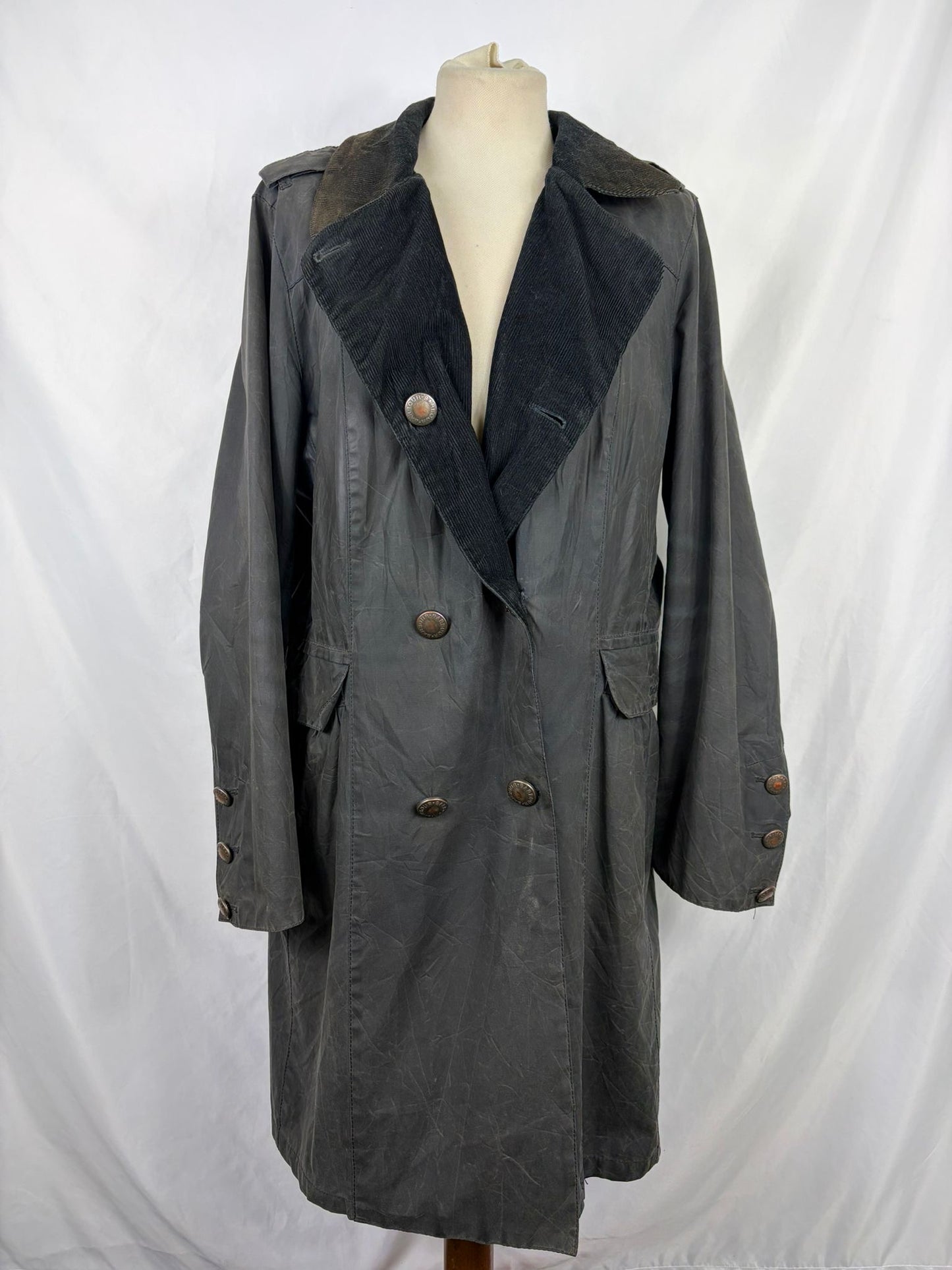 Trench Barbour blu donna modello Addington  Uk16 Navy wax lady trench uk16 tg. 44/46