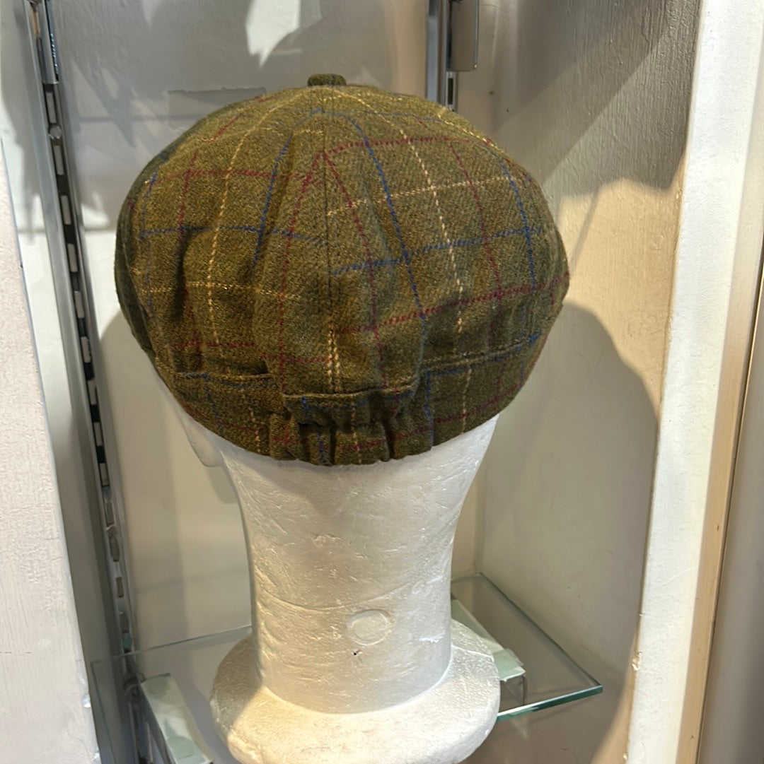 Coppola inglese nuova verde fantasia in lana a otto spicchi S/M e L/XL