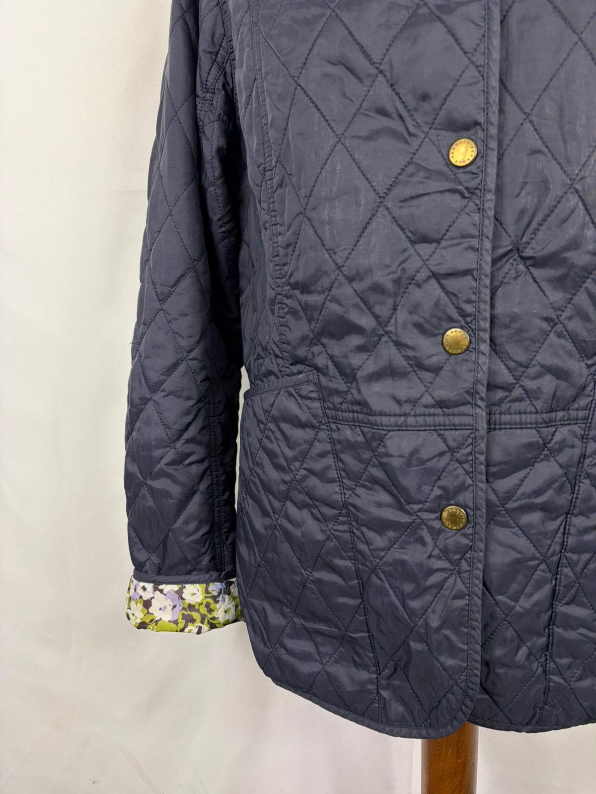 Giacca a vento Barbour Donna blu Uk14 Quilted Navy printed Lidds lady jacket size Medium - Shop In London