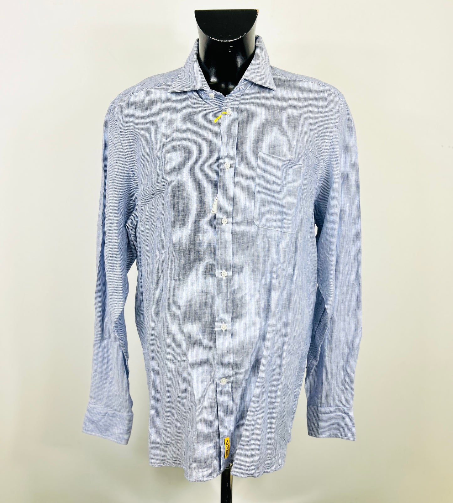 Camicia a righe blu e bianca in lino modello Dexter slim fit by B.D. BAGGIES