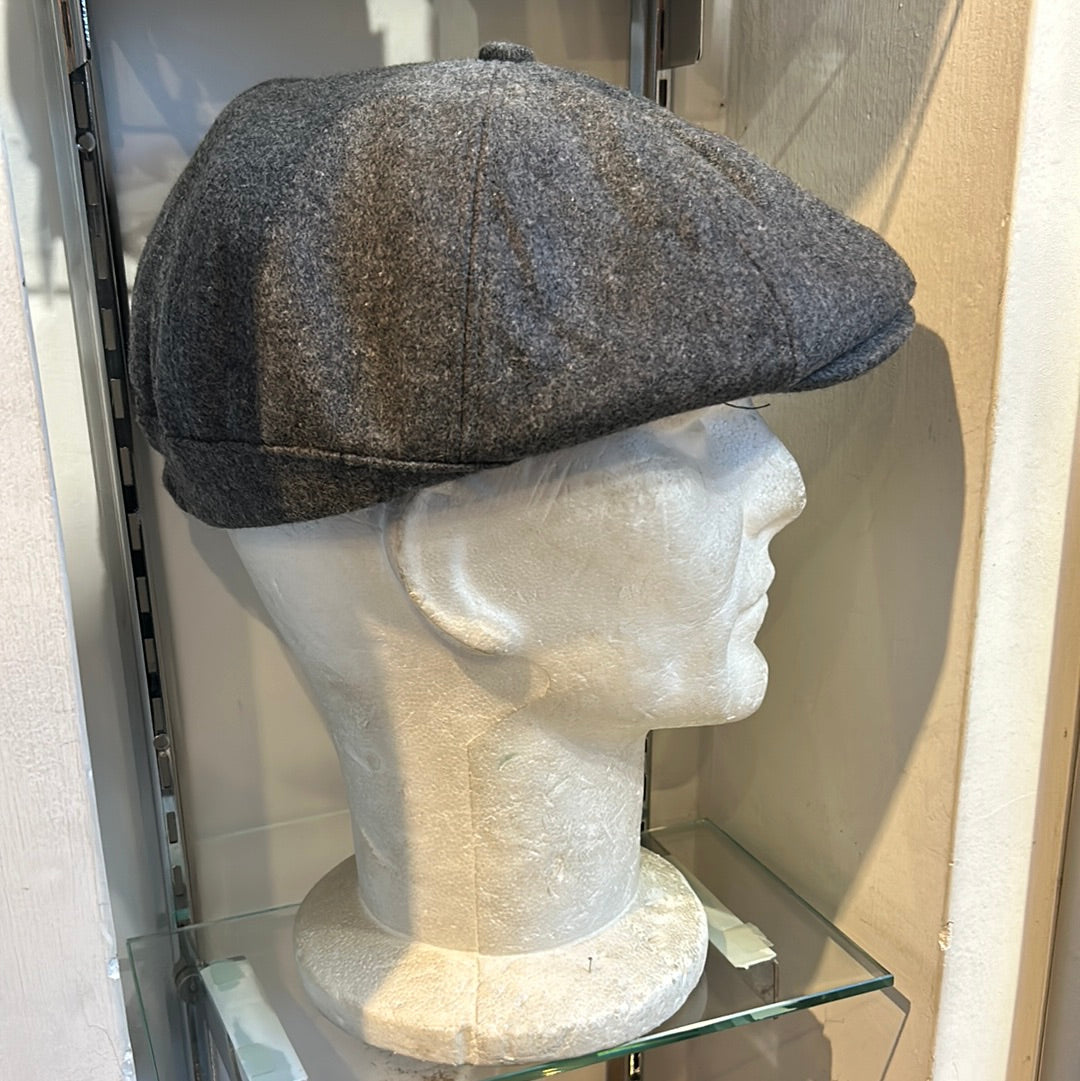 Coppola inglese nuova grigio chiaro in lana a otto spicchi bottone piccolo S/M e L/XL