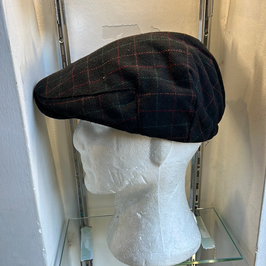 Coppola nuova inglese nera a fantasia in lana - English New Flat Cap
