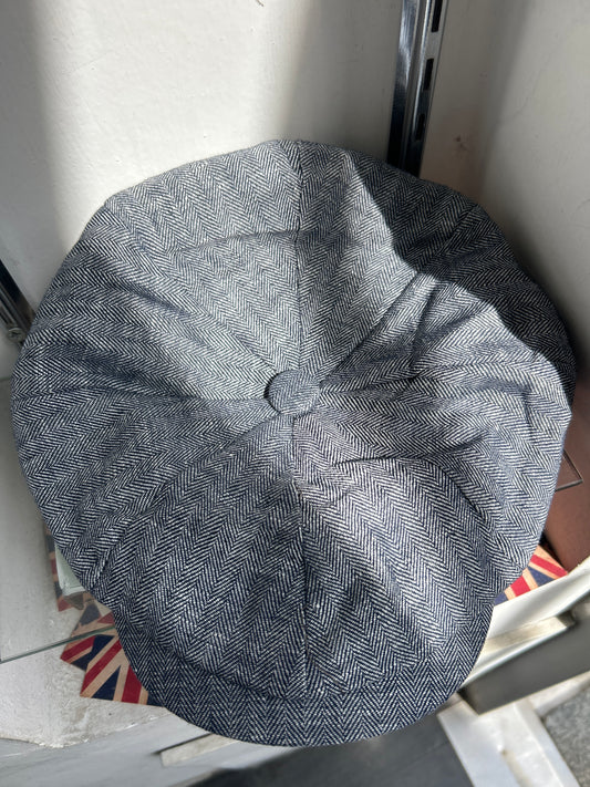 Coppola in lino inglese a otto spicchi Newsboy a spina di pesce - Linen Newsboy Cap One size